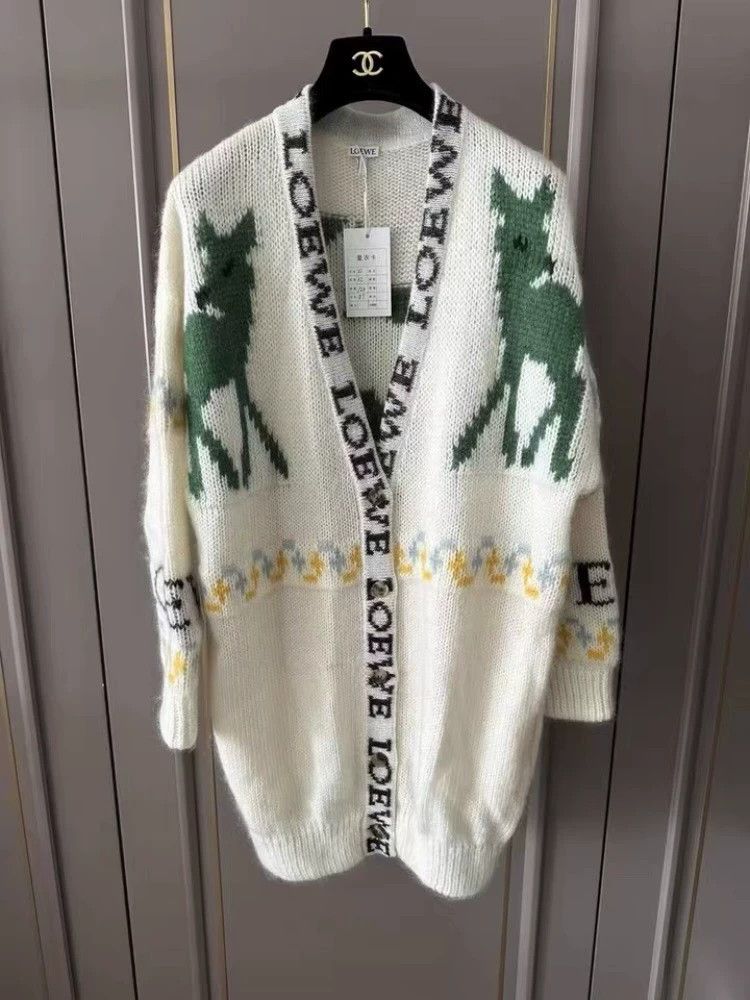 Loewe LOEWE Deer Mohair Cardigan Sweater - dmc Size US XS / EU 42 / 0 - 1 Thumbnail