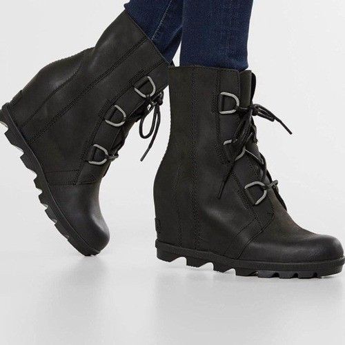 SOREL Sorel 9 Joan Arctic Wedge II Boots Black Leather Waterproof Size US 9 / IT 39 - 2 Thumbnail