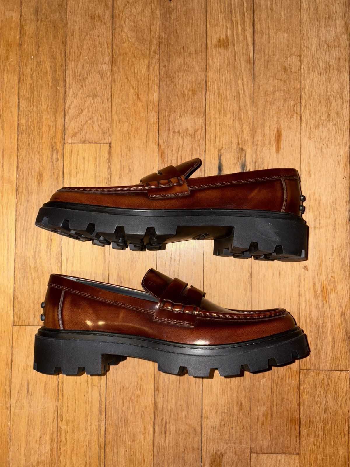 Tod's Tod’s Gomma Pesante Leather Lug-Sole Penny Loafers Size US 10 / IT 40 - 4 Thumbnail