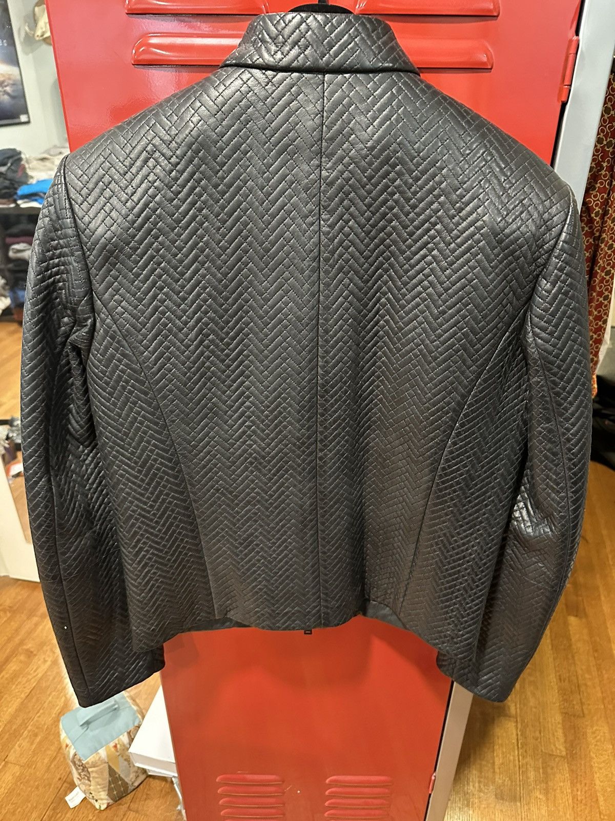 Emporio Armani Black lamb leather geometric jacket Size US M / EU 48-50 / 2 - 2 Thumbnail