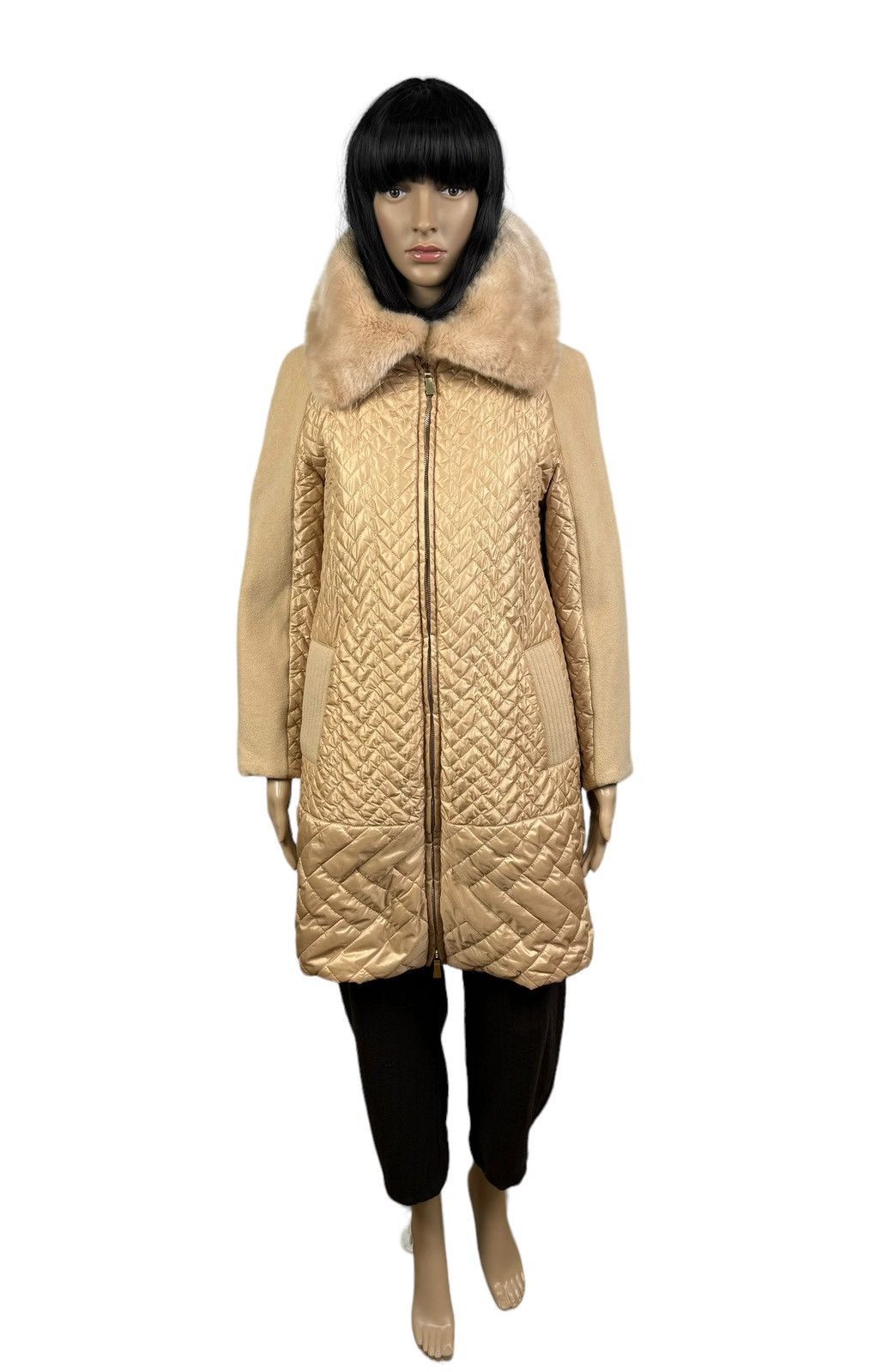 Marella Marella Quilted Wool Coat Fur Trim size IT 42 US 6 Size M / US 6-8 / IT 42-44 - 2 Thumbnail