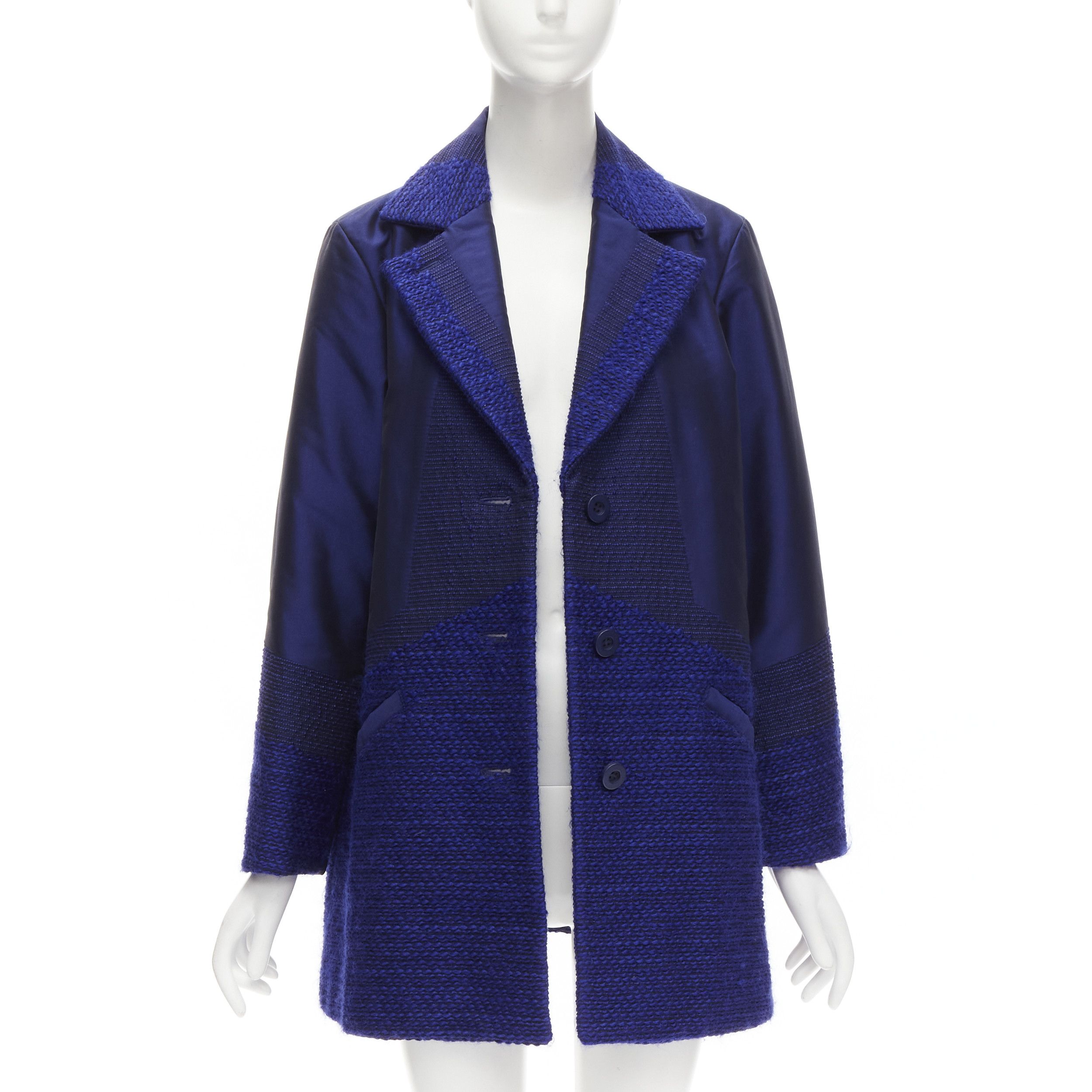 Issey Miyake ISSEY MIYAKE cobalt blue taffeta tweed multi texture cocoon jacket coat M Size M / US 6-8 / IT 42-44 - 1 Thumbnail