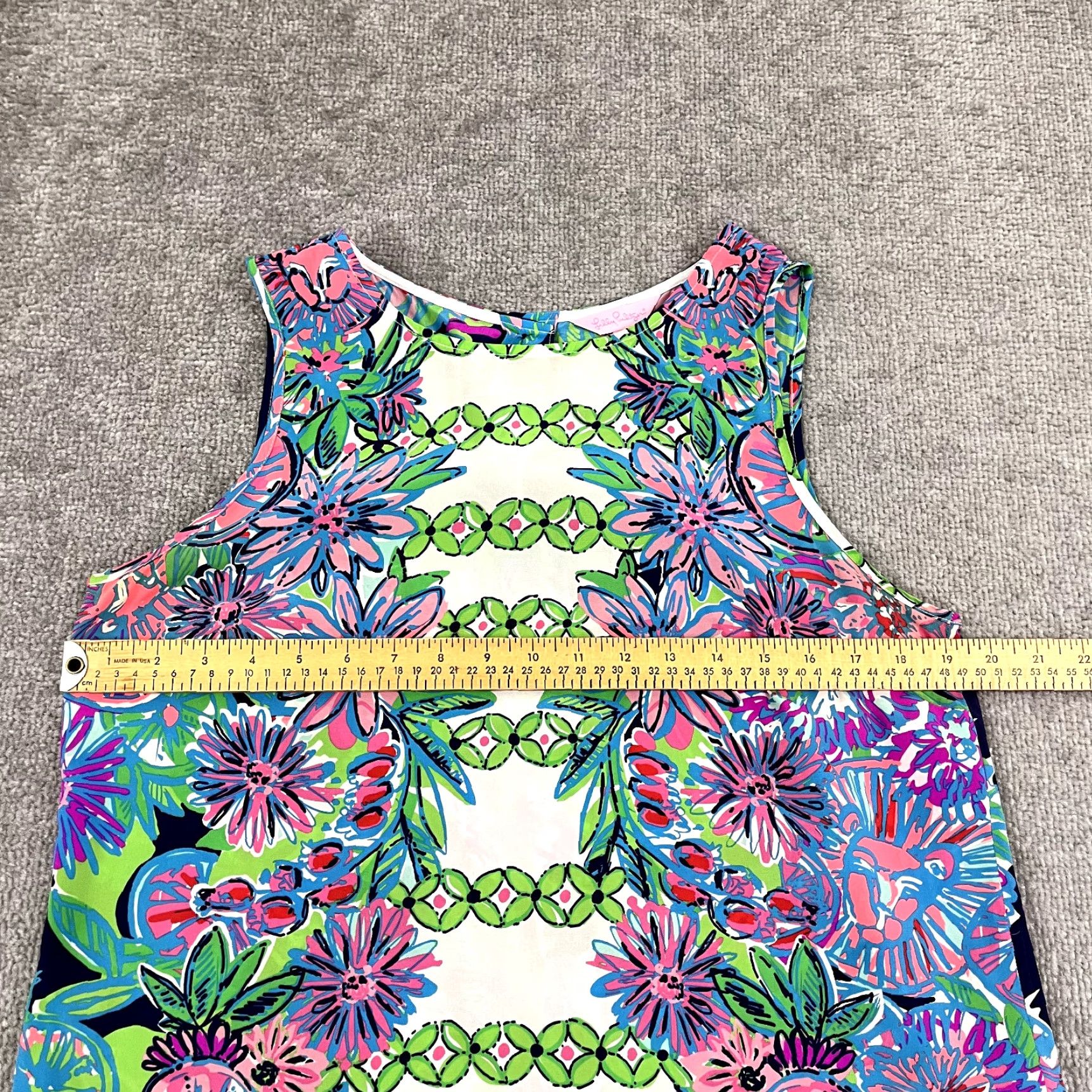 Lilly Pulitzer Lilly Pulitzer Women's Silk Sleeveless Iona Shell Blouse Large Floral Resort Sheer Abstract Colorful 2000s Size L / US 10 / IT 46 - 5 Thumbnail