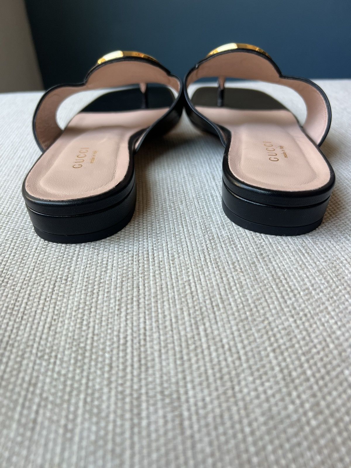 Gucci Gucci Blondie Logo-embellished leather Sandals Black Size US 7.5 / IT 37.5 - 5 Thumbnail