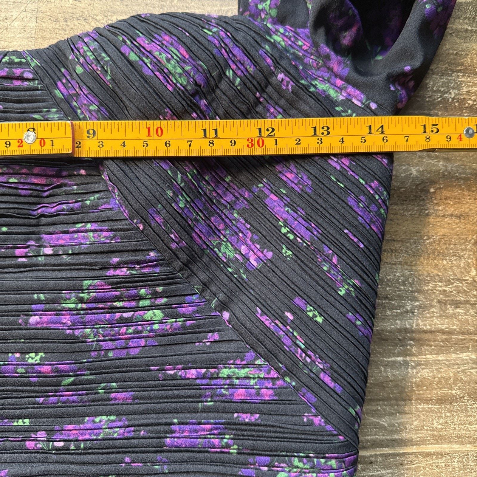 Amur Amur Giulia Black Purple Pleated Floral Print L/S Mini 0 Size XS / US 0-2 / IT 36-38 - 8 Thumbnail