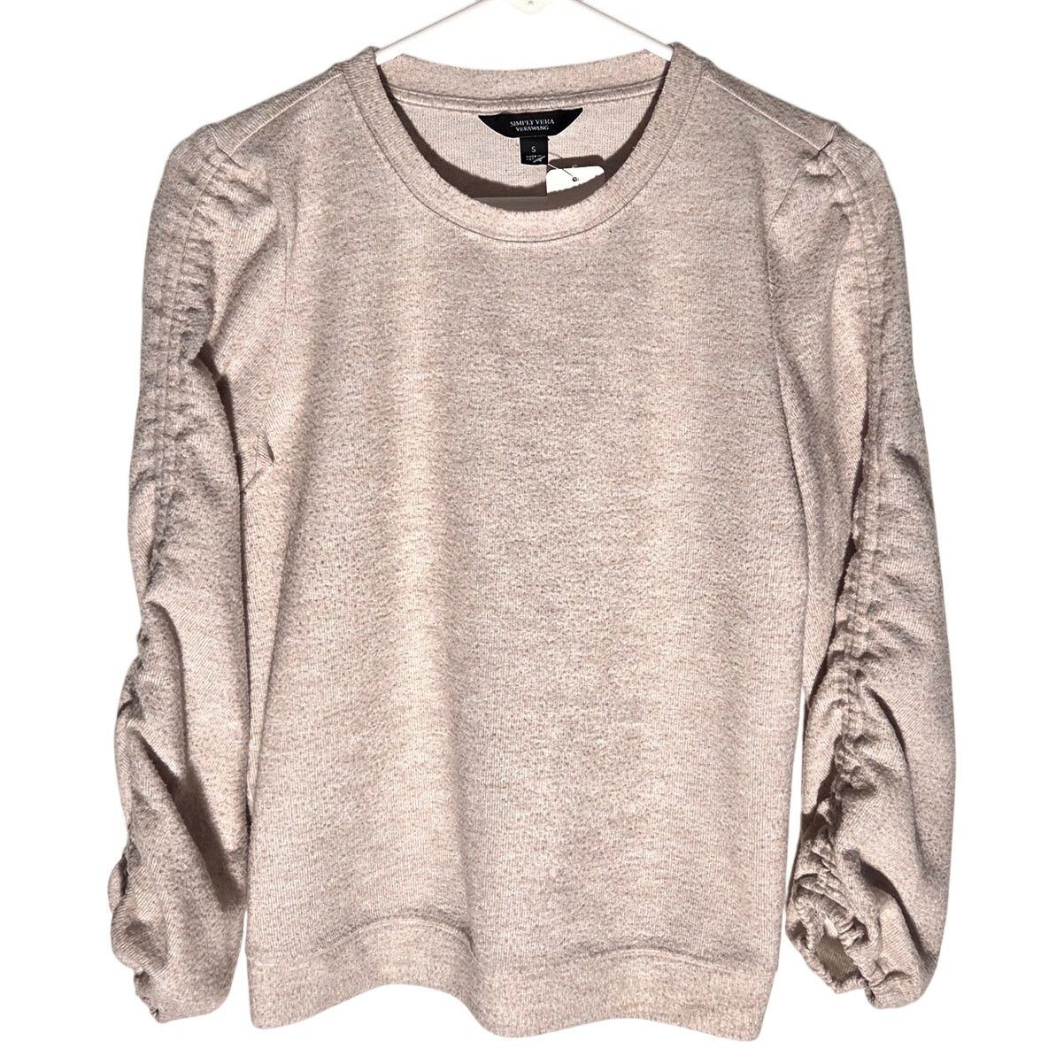 Vera Wang Simply Vera Wang Gray Ruched Sleeve Sweater - Size Small Size S / US 4 / IT 40 - 2 Thumbnail