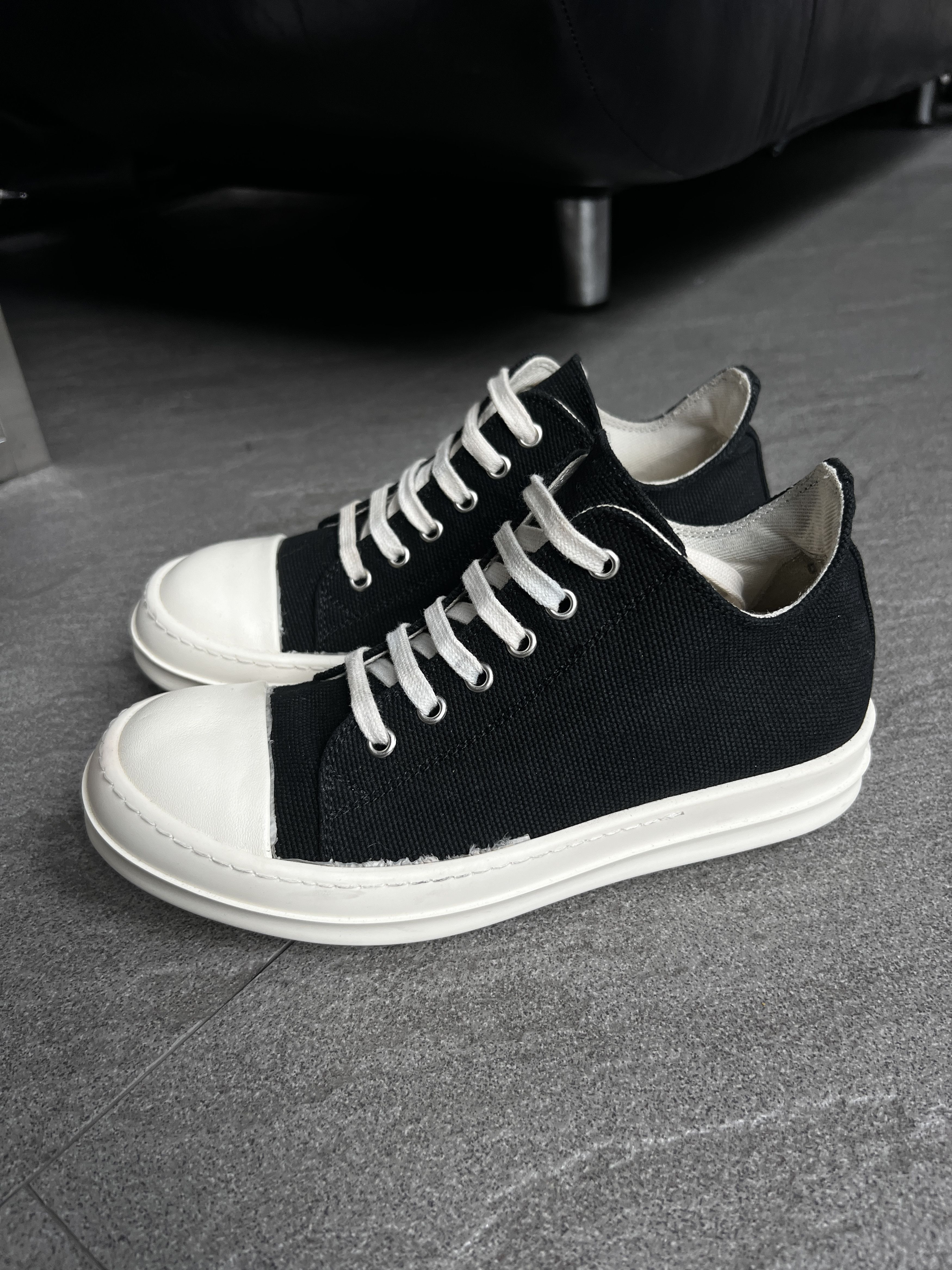 Rick Owens Drkshdw Rick Owens DRKSHDW Canvas Ramones Low Black EU37 Size US 5 / EU 37 - 5 Thumbnail