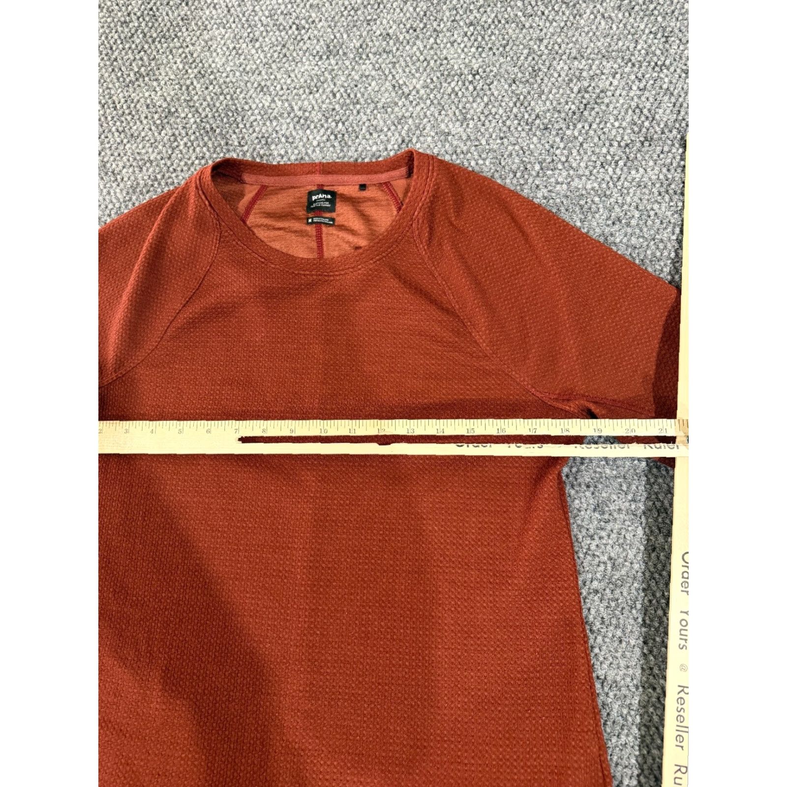 Prana Prana Shirt Womens M Red Long Sleeve Thermal Knit Casual Outdoor Centered Floral Button Knit Cotton Machine Washable Mens? Size M / US 6-8 / IT 42-44 - 4 Thumbnail