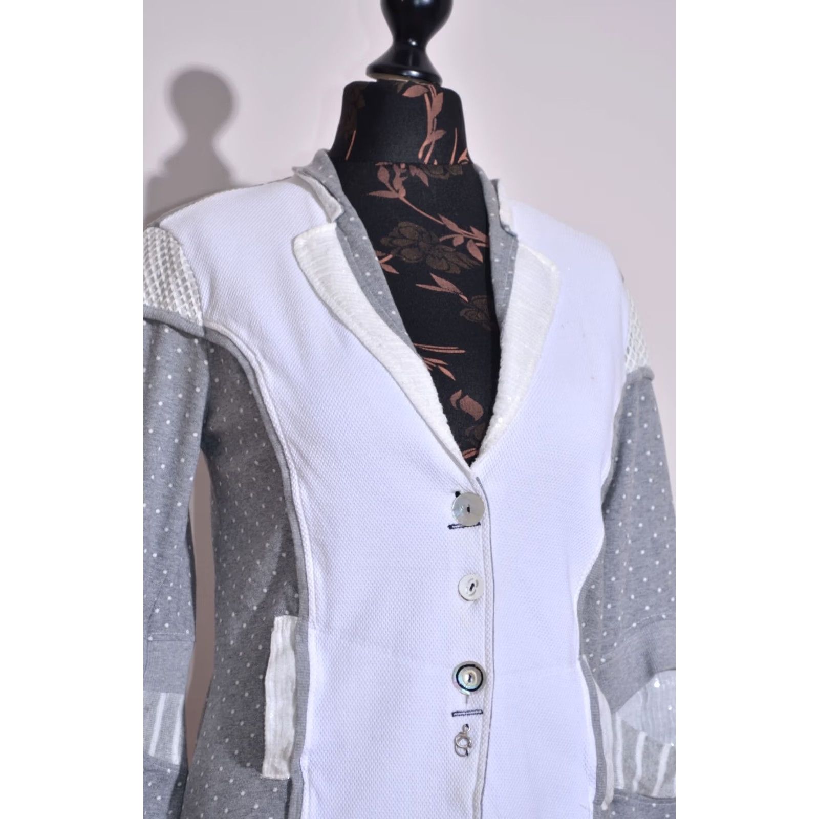 Vintage Elisa Cavaletti Womens Grey Cotton Summer Jacket S Size S / US 4 / IT 40 - 2 Thumbnail