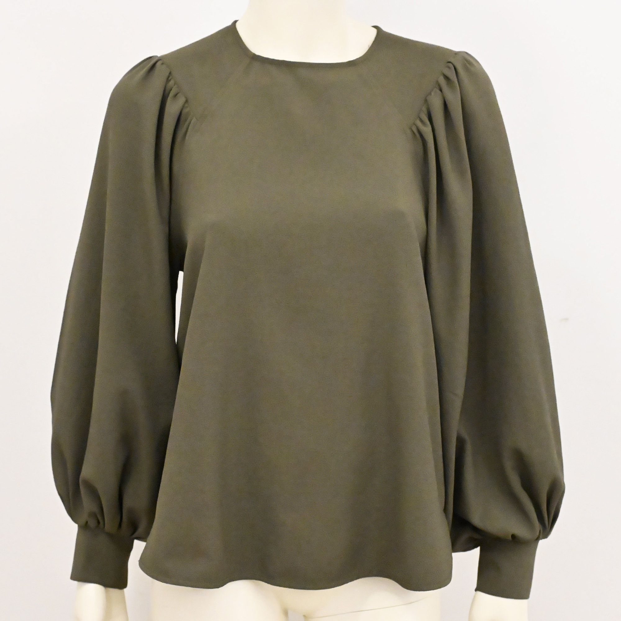 Ganni Ganni puff sleeve blouse in khaki green size S Size S / US 4 / IT 40 - 5 Thumbnail