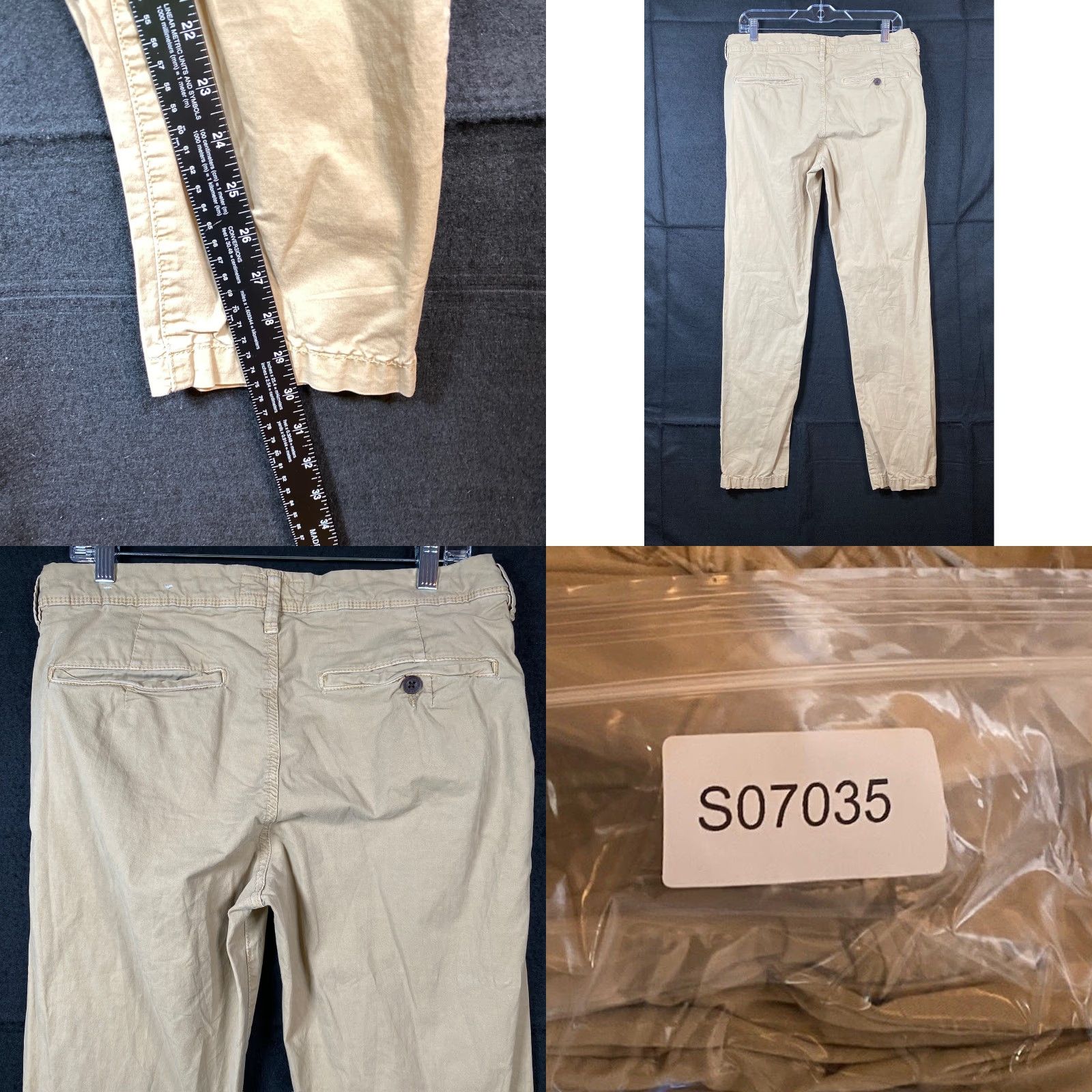Rag & Bone American Eagle Khakis Mens Cotton Straight Leg Casual Workwear 32x32 Tan Solid Retro 90s Dadcore Mens Size US 33 - 8 Thumbnail
