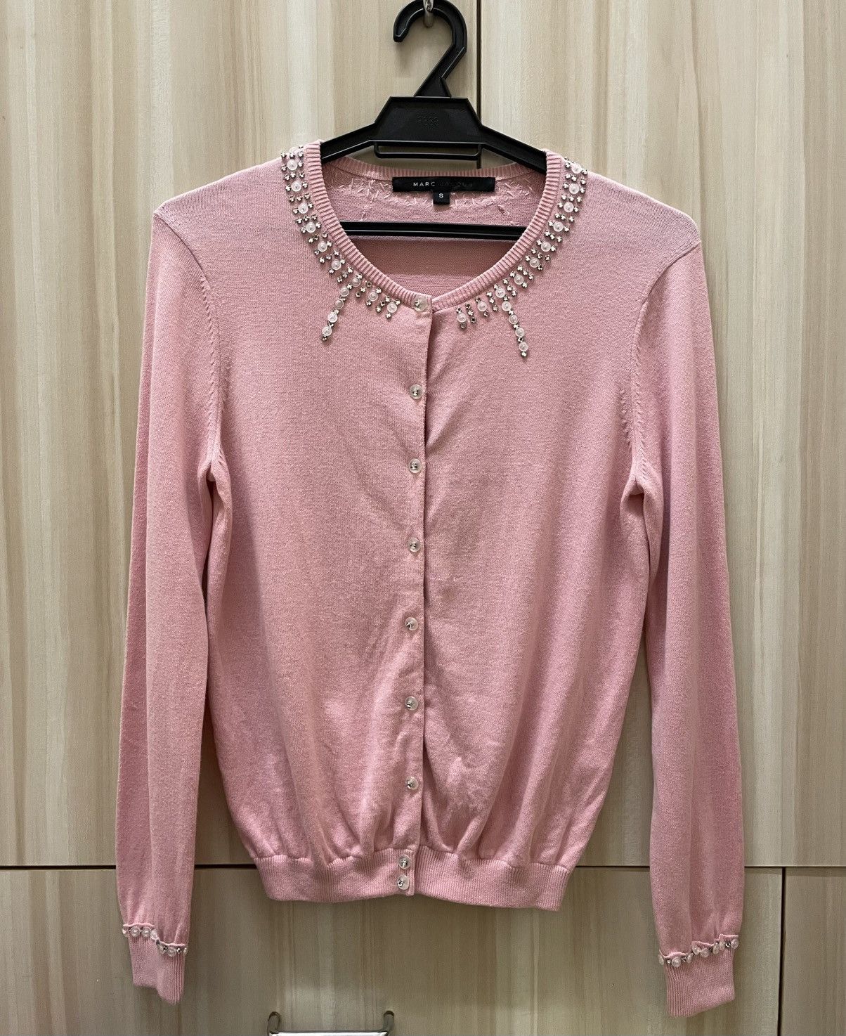 Marc Jacobs Marc Jacobs Crystal Embellished Pink Cardigan Sweater Size S / US 4 / IT 40 - 1 Thumbnail