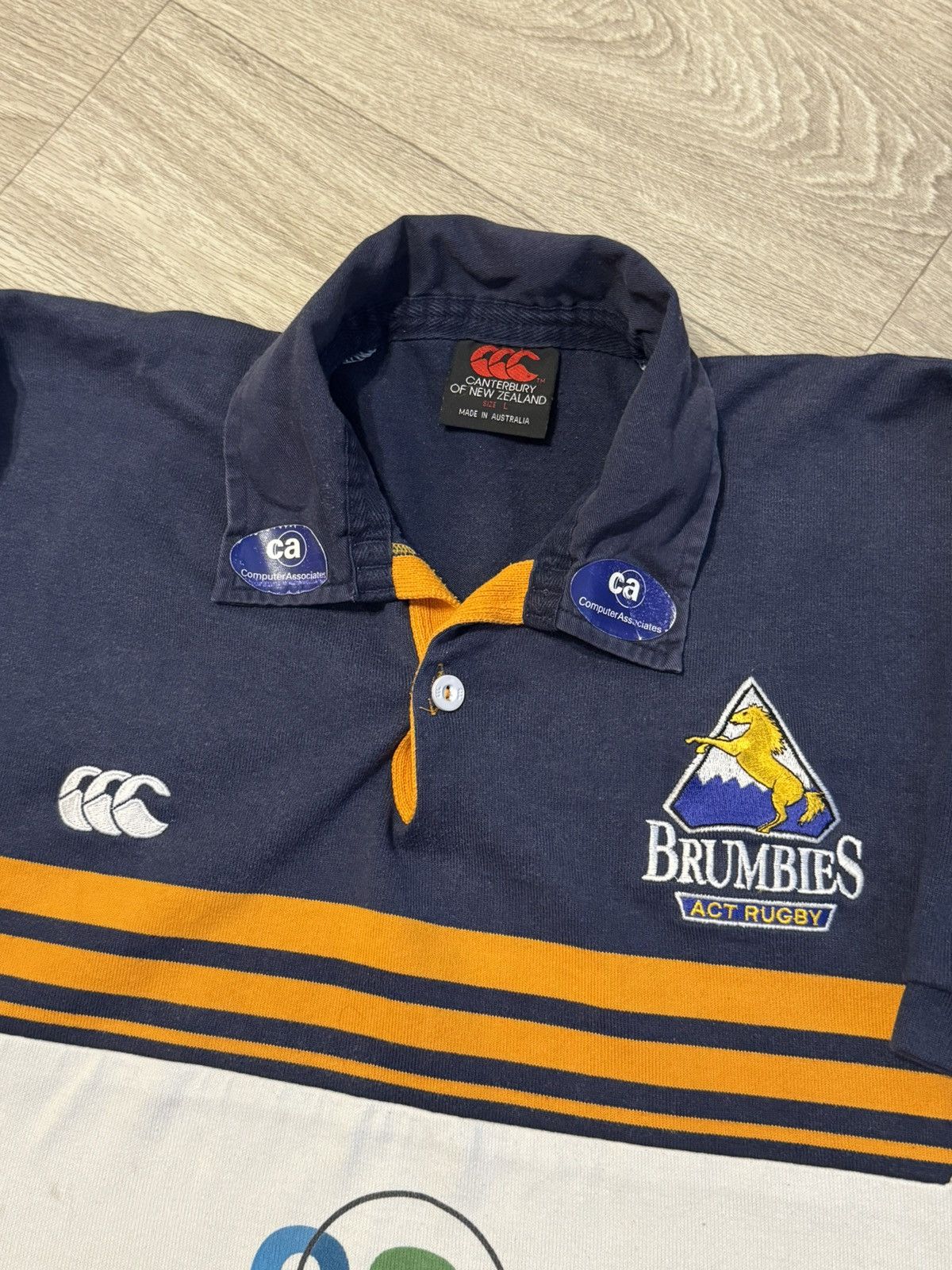 Canterbury of New Zealand 🔷Rare Vintage ACT Brumbies 1999/2001 Vodafone Rugby Shirt🔷 Size US L / EU 52-54 / 3 - 4 Thumbnail