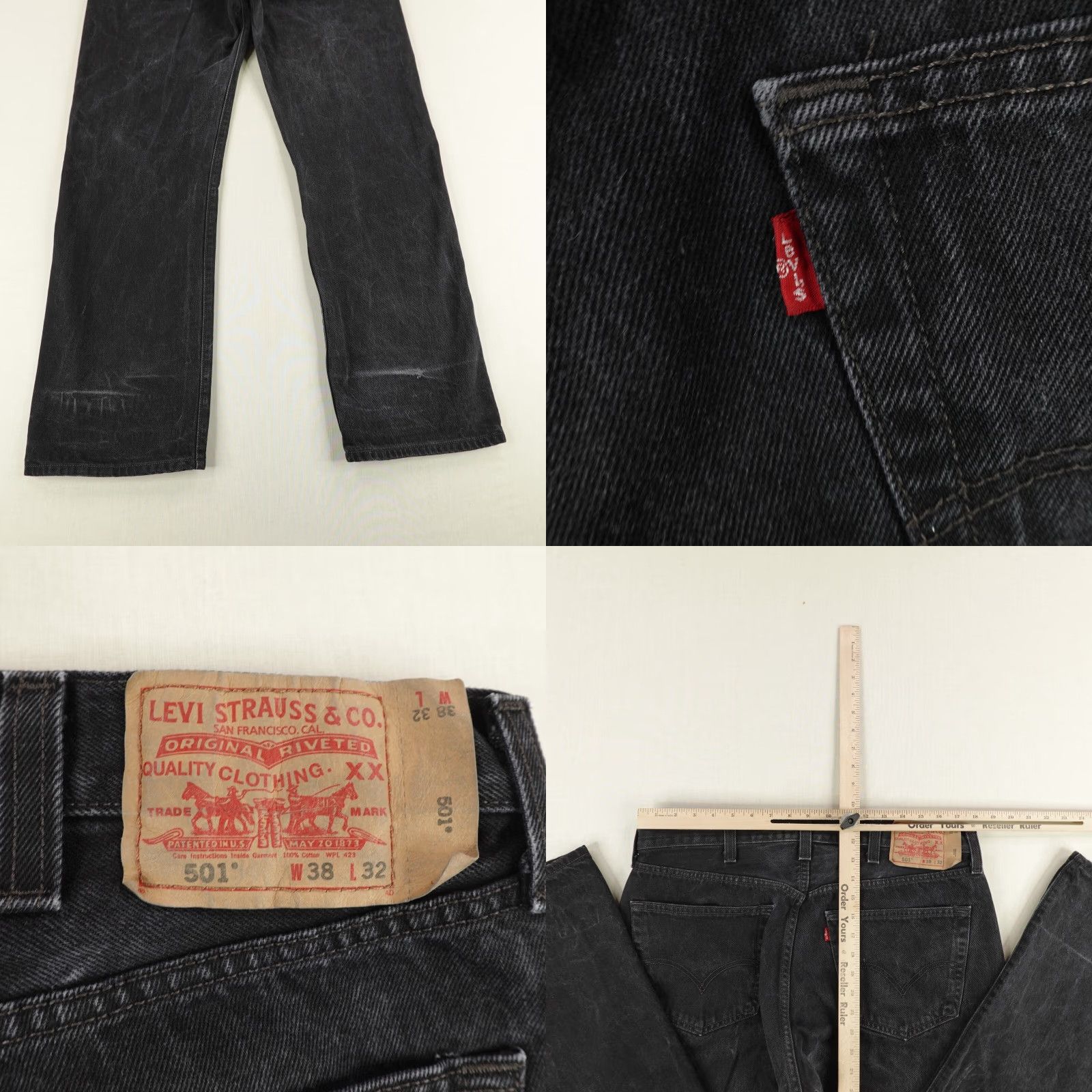 Levi's VINTAGE Levi's Jeans 501 Straight Leg Mens 38x32 Black Denim Regular Fit Size US 36 / EU 52 - 8 Thumbnail