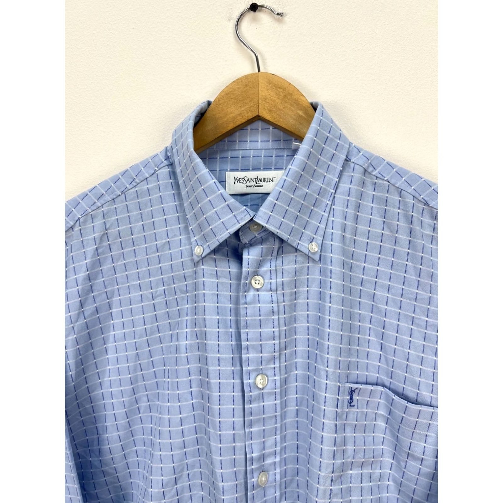 Yves Saint Laurent Yves Saint Laurent Shirt Men Long Sleeve Button-Up Size L Blue Vtg Size US L / EU 52-54 / 3 - 2 Thumbnail