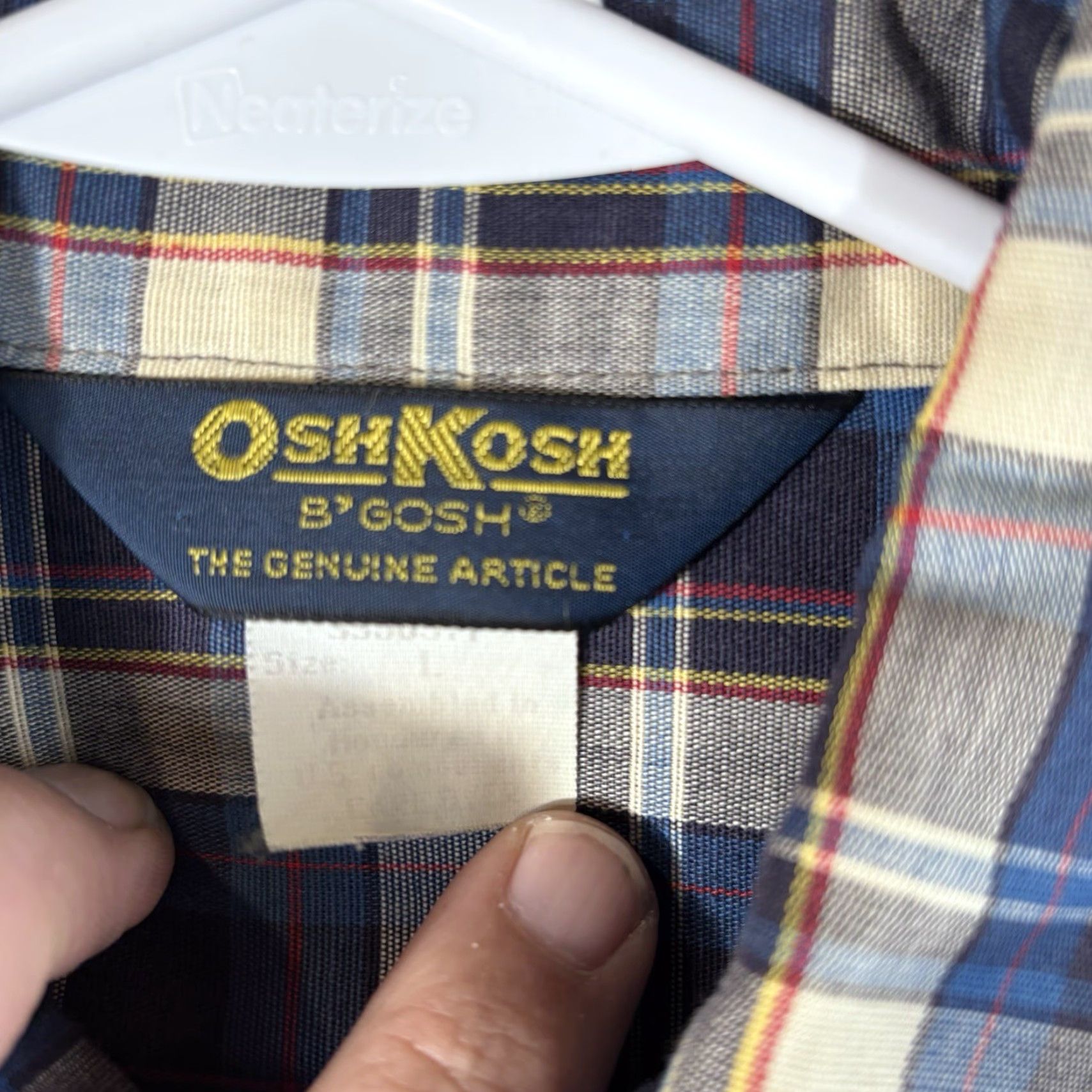 Vintage Oshkosh B’Gosh Shirt Mens L Plaid Short Sleeve Button Up Work Made USA Size US L / EU 52-54 / 3 - 3 Thumbnail