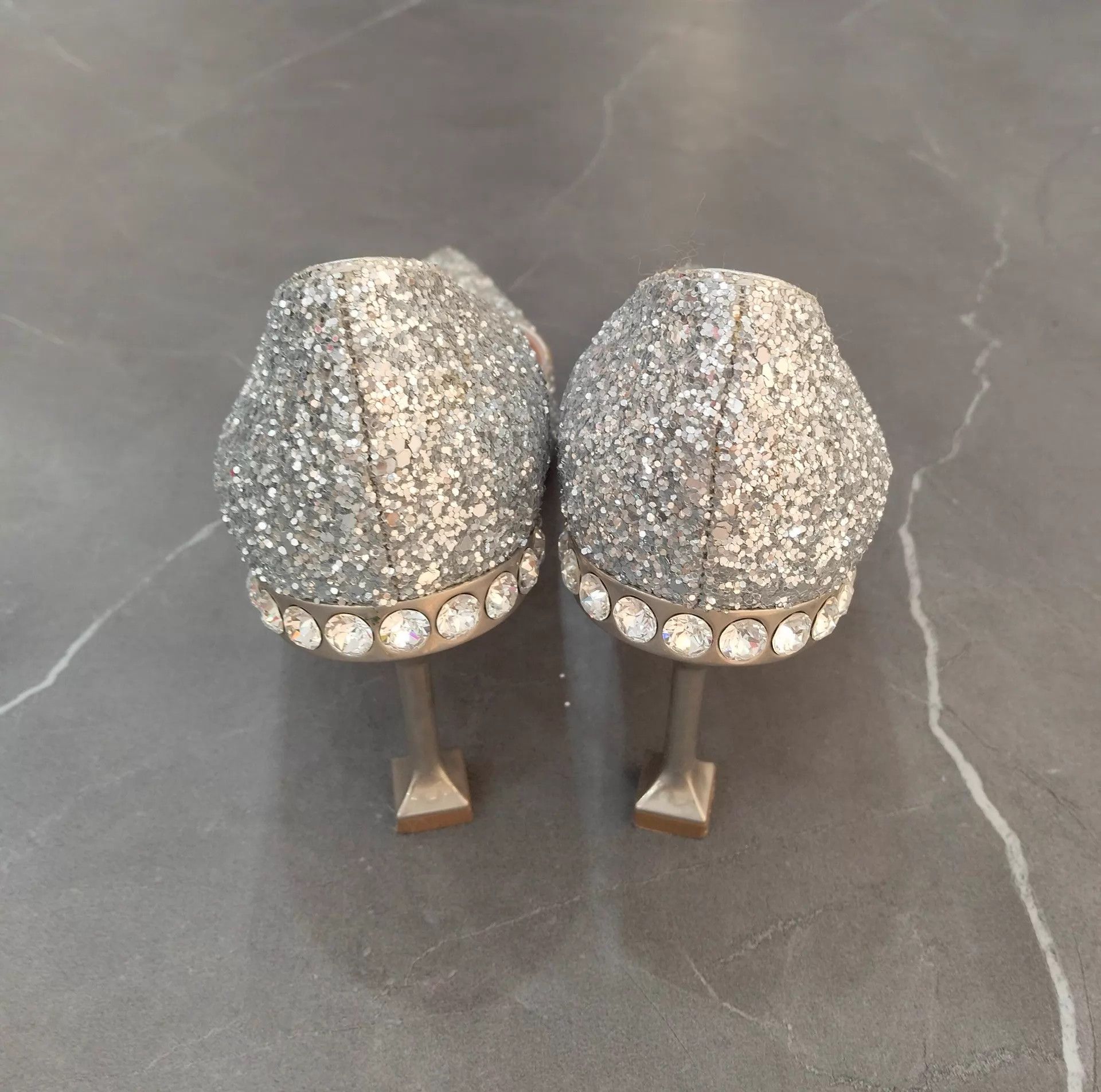 Miu Miu MIU MIU Women's Sequin Pointed Toe 5cm Silver Heels 35 Size US 4.5 / IT 34.5 - 5 Thumbnail