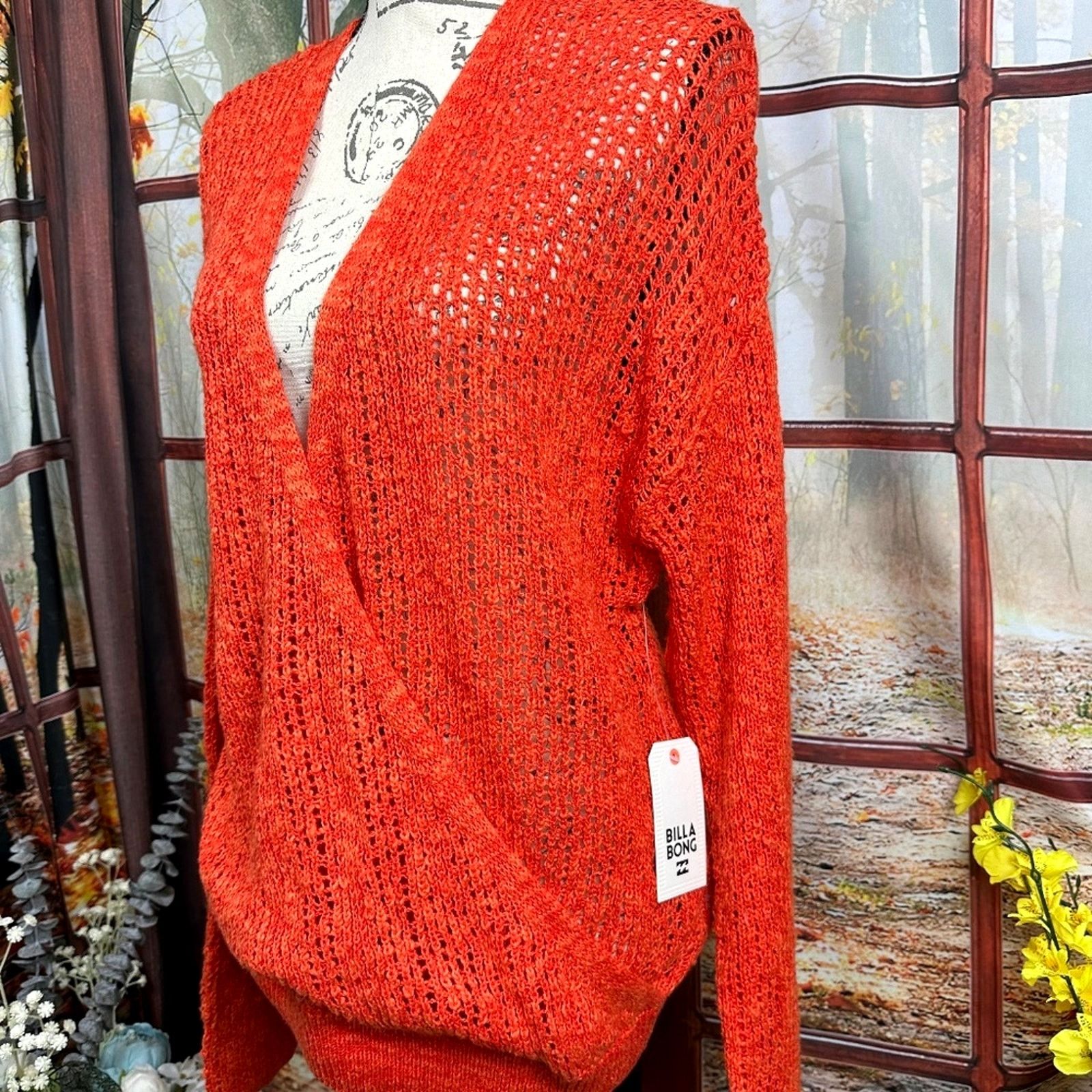 Billabong Billabong Sweet Bliss Loose Knit Wrap Sweater Red Orange L Size L / US 10 / IT 46 - 10 Thumbnail