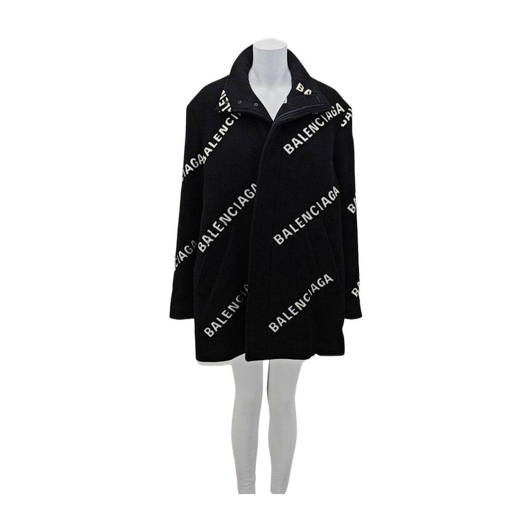 Balenciaga Balenciaga Logo Wool Coat Size 36 Size XS / US 0-2 / IT 36-38 - 1 Thumbnail