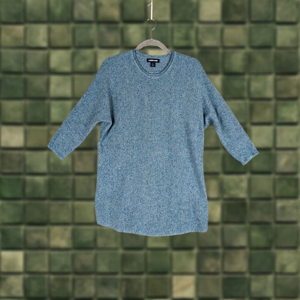Lands' End Lands' End Sweater Teal Blue Women Size L Dolman Sleeve Knit Pullover Linen Blend Roll Neck Casual Beachy Summer Size L / US 10 / IT 46 - 1 Thumbnail
