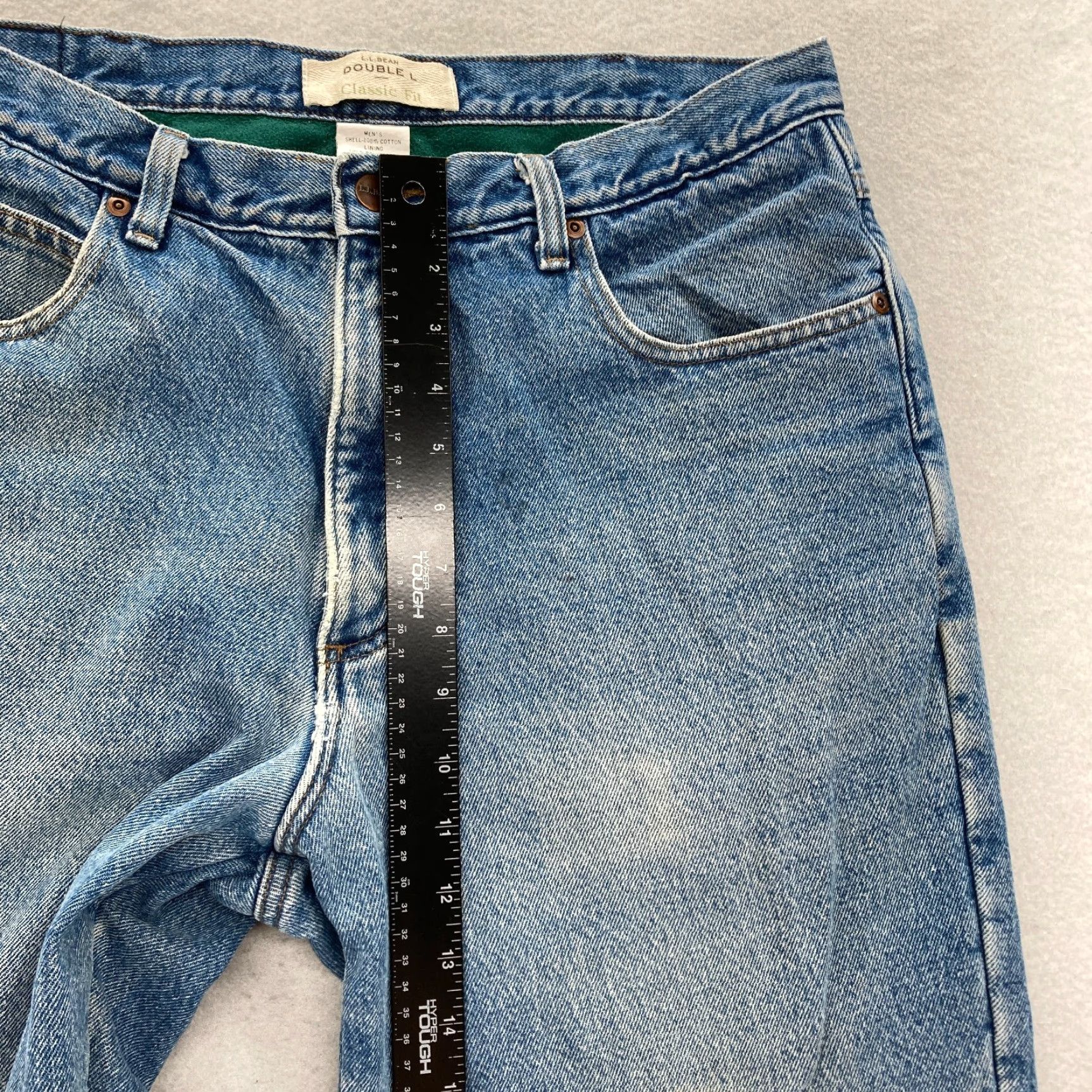 Vintage L.L. Bean Jeans Mens 35x30 Classic Fit Tapered Leg Blue Denim Fleece Lined 5-Pocket Chore Shirt? Size US 35 - 6 Thumbnail