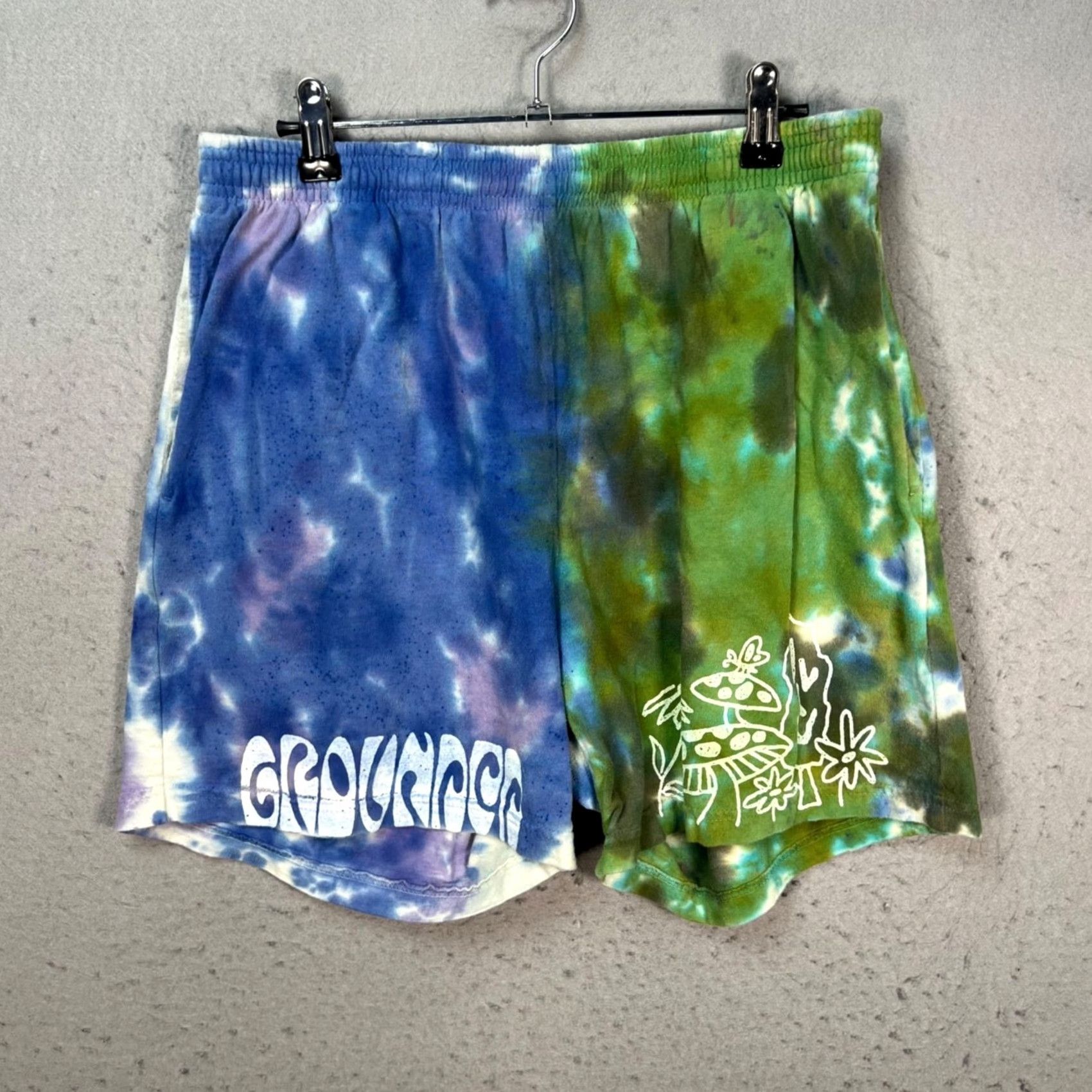Vintage VINTAGE Extra Vitamins Womens Large Groovy Tie Dye Shorts Drawstring Blue Granny? Size 36" / US 14 / IT 50 - 2 Thumbnail