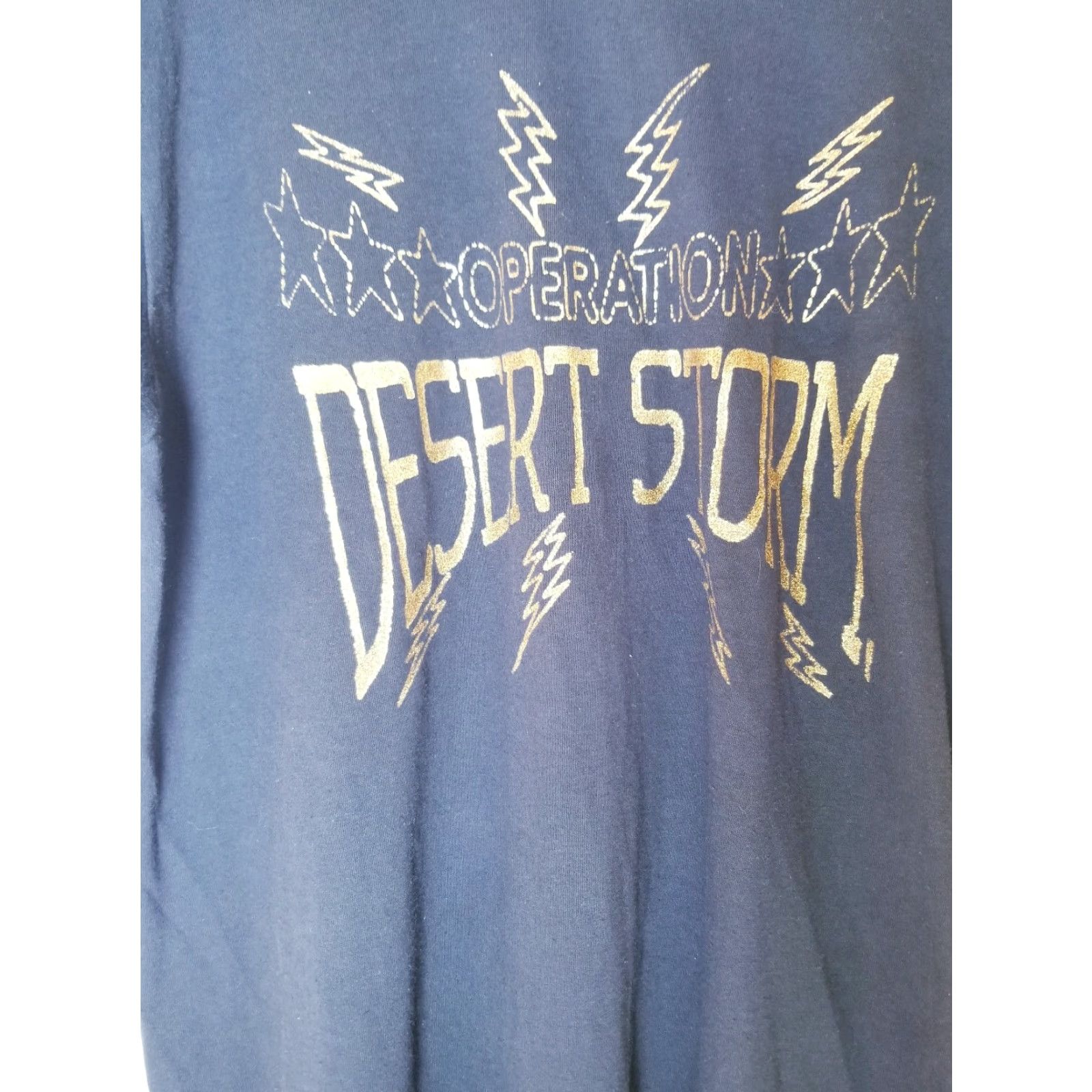 Vintage Vtg 90s Mens L Operation Desert Storm T Shirt Single Stitch Gold Glitter Graphic Size US L / EU 52-54 / 3 - 2 Thumbnail