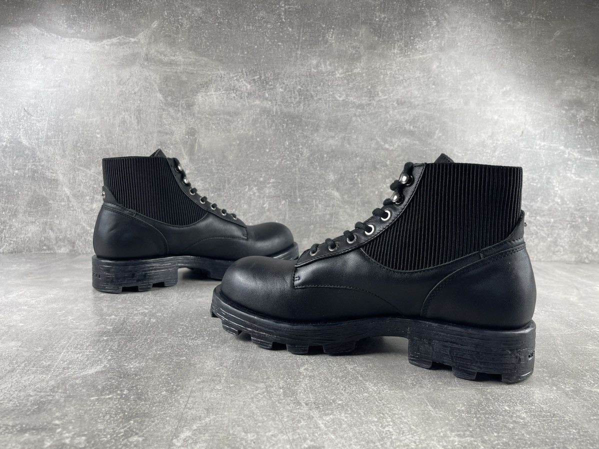 Diesel Diesel Leather Combat Boots Black Ribbed Panel Chunky Sole Size US 9 / EU 42 - 5 Thumbnail