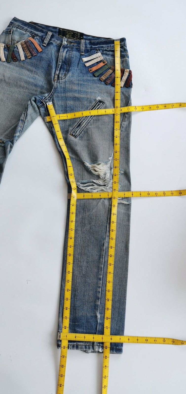 14th Addiction BreathMint Zipper Thrashed Distressed Jeans Size US 31 - 13 Thumbnail