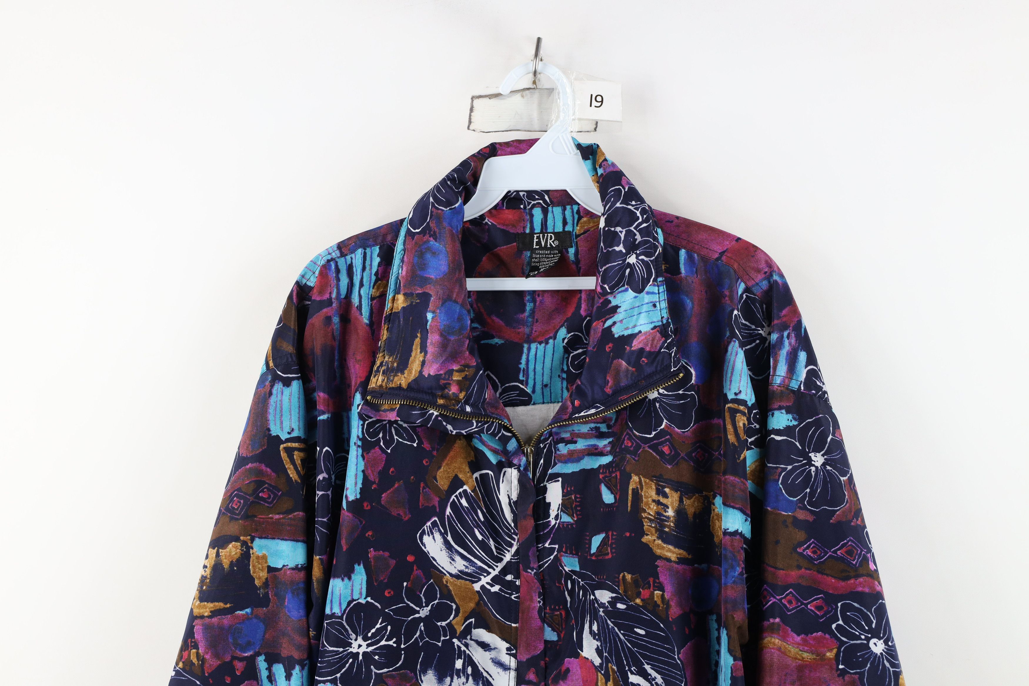 Vintage Vintage 90s Streetwear Flower Lined Windbreaker Jacket Size XL / US 12-14 / IT 48-50 - 2 Thumbnail