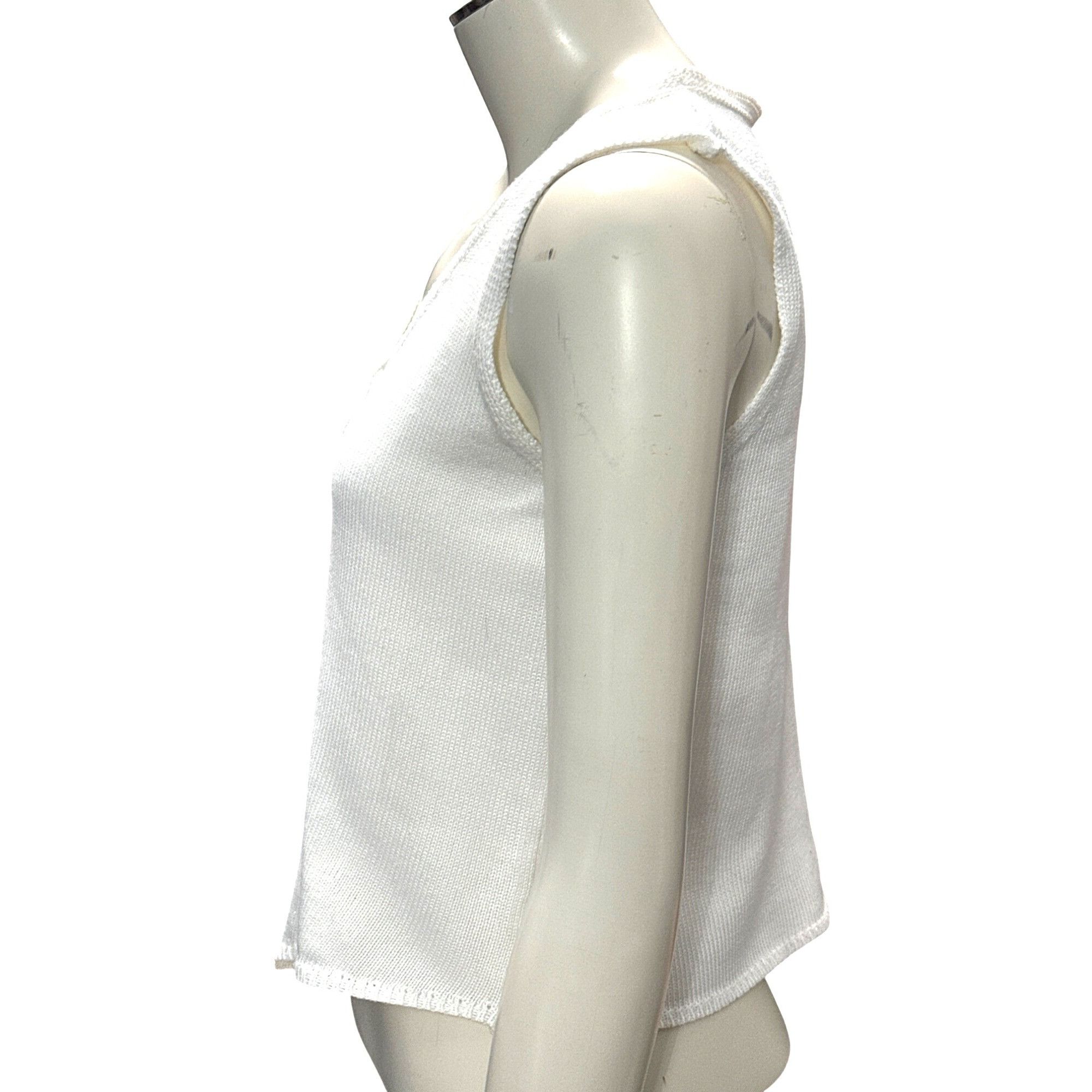 Other CCC White Sleeveless V Neck Ribbed Knit Sweater Top Asymmetr Size S / US 4 / IT 40 - 3 Thumbnail
