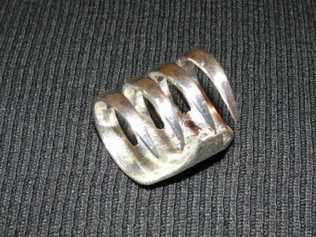 Designer Sterling Silver Plated Brass Coil Fork Ring Alberto Juan Size ONE SIZE - 2 Thumbnail
