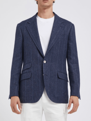 Brunello Cucinelli Jacket Linen in Dark Blue Size US S / EU 44-46 / 1 - 4 Thumbnail