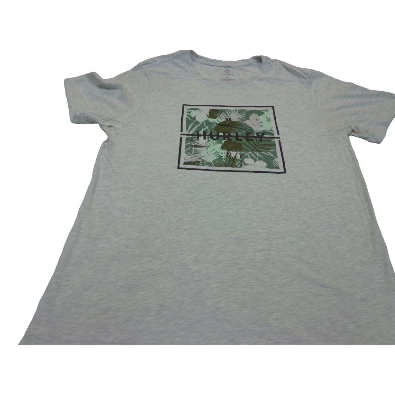 Hurley Hurley T-Shirt Size L Gray Floral Box Logo Short Sleeve Round Neck Mens Cotton Blend Breathable Classic Regular Summer Size US L / EU 52-54 / 3 - 1 Thumbnail