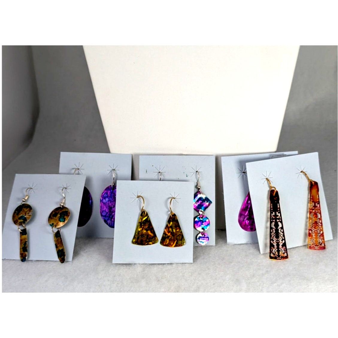 Designer 6 prs earrings Magic metals painted aluminum lightweight Size ONE SIZE - 1 Thumbnail