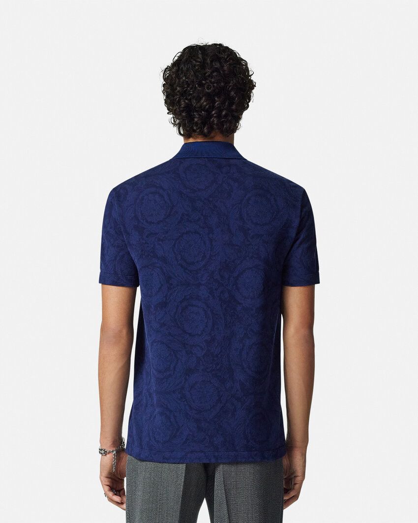 Designer × The Unbranded Brand Navy Barocco Polo Shirt – Ornate Luxury Pattern Polo Size US M / EU 48-50 / 2 - 3 Thumbnail
