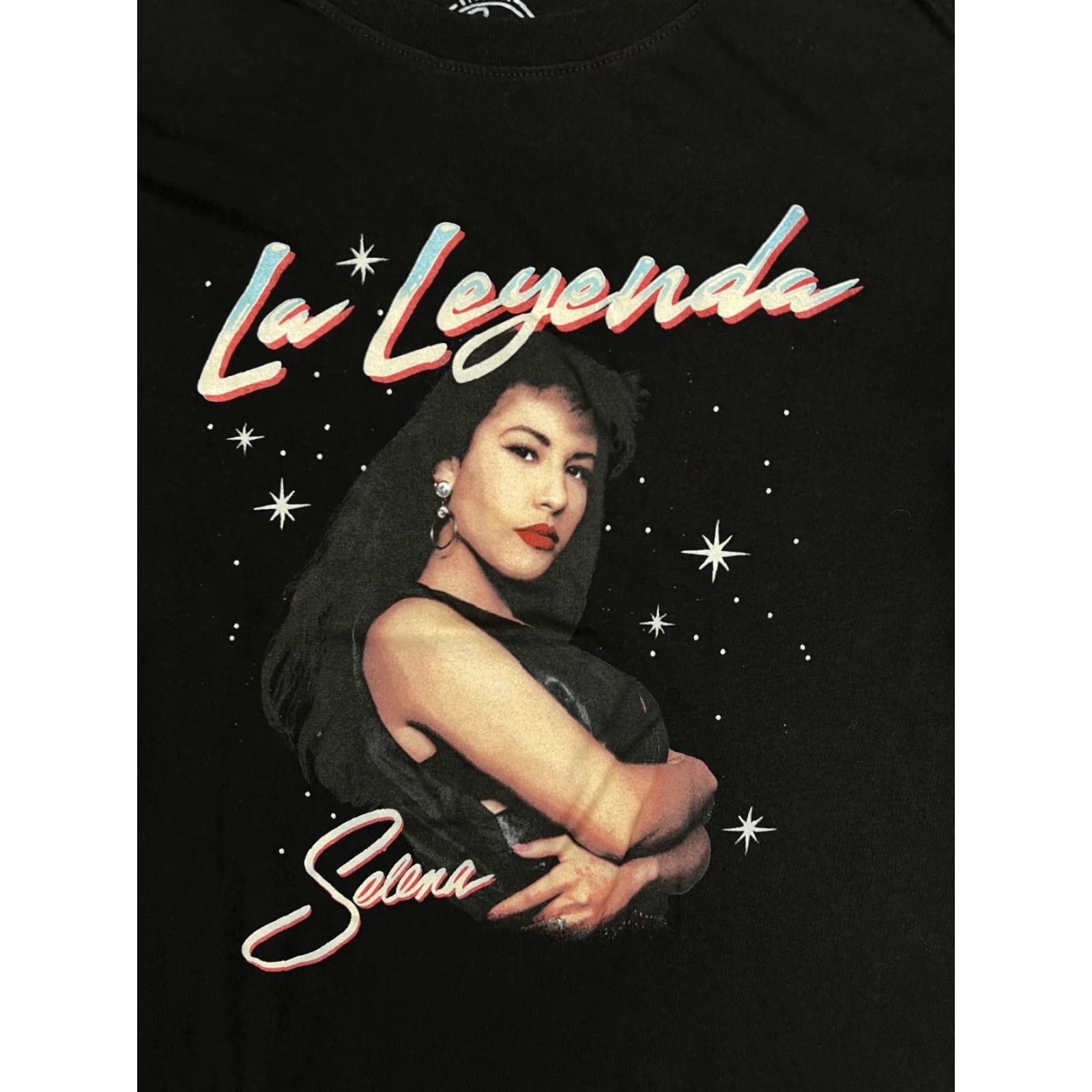 Etro VINTAGE Selena T-Shirt Shortsleeve Crew Neck Cropped Women's L Black Cotton La Leyenda 90s Music Century Size L / US 10 / IT 46 - 2 Thumbnail