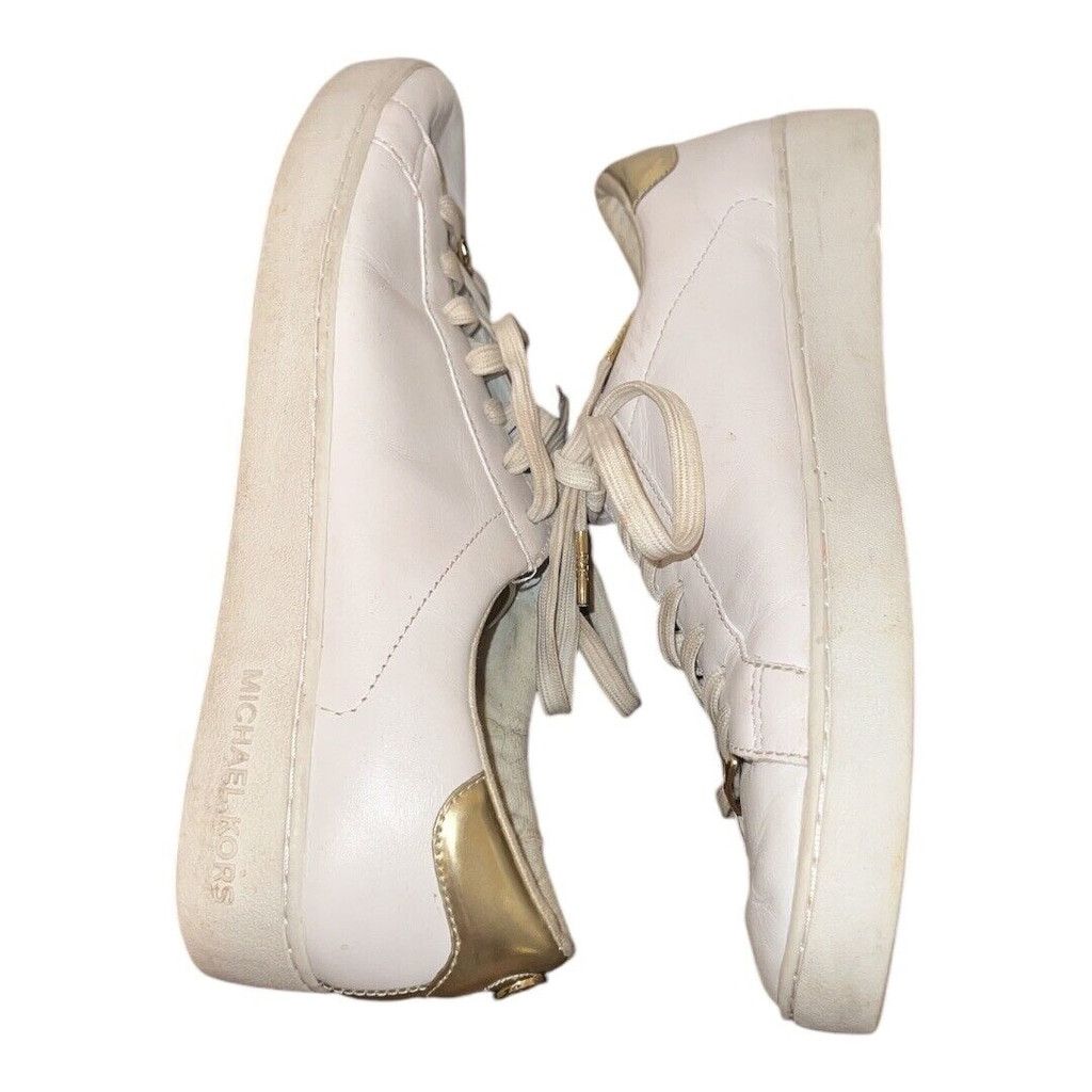 Michael Kors Michael Kors white and gold tennis shoes size 11 Size US 11 / IT 41 - 6 Thumbnail