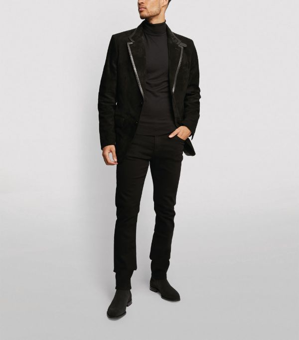image of Tom Ford O1Loc1C0124 Tfl702 Suede Jacket In Black, Men's (Size Large)