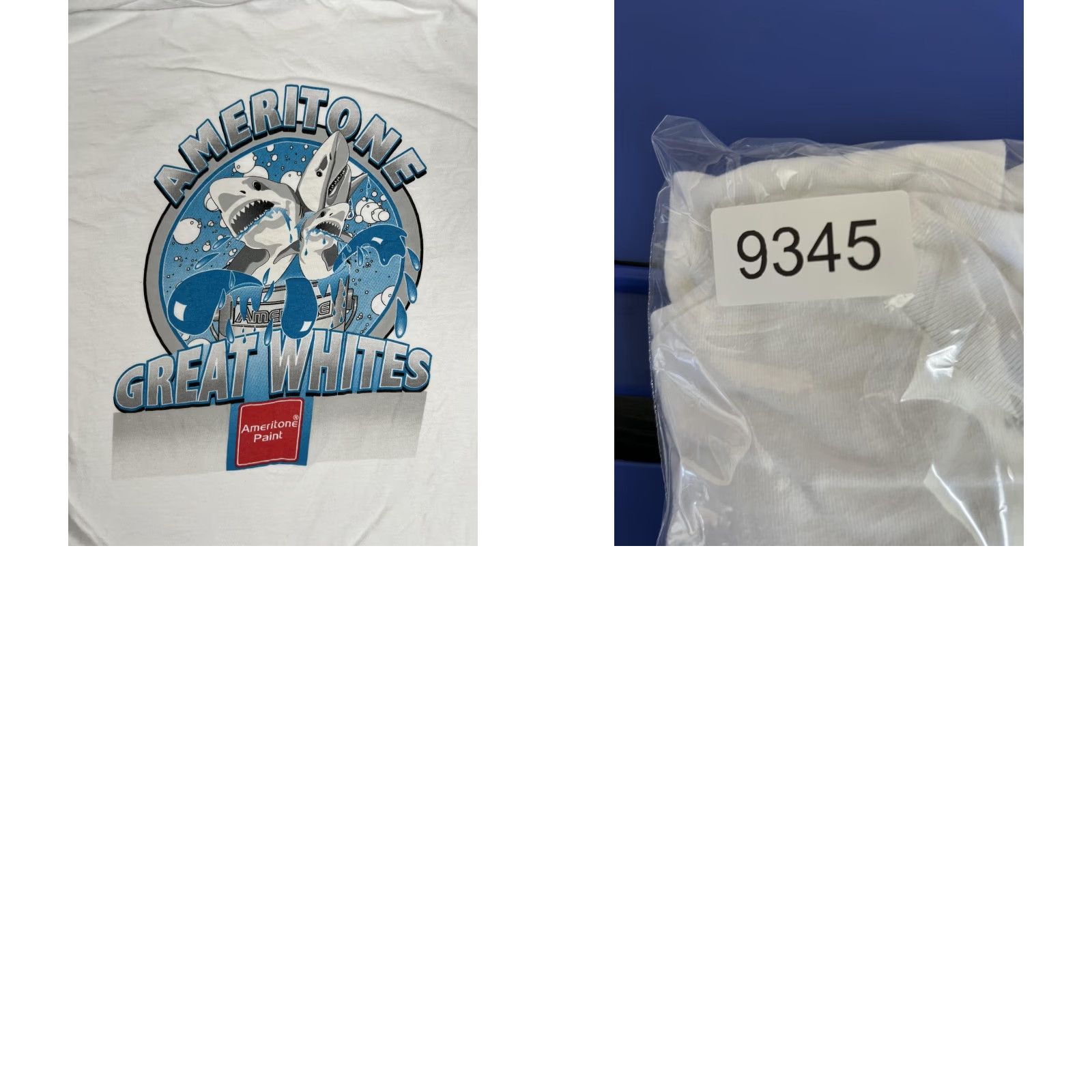 Hanes VINTAGE Ameritone Paint T-Shirt Mens Large White Great Whites Shark 90s Size US L / EU 52-54 / 3 - 8 Thumbnail