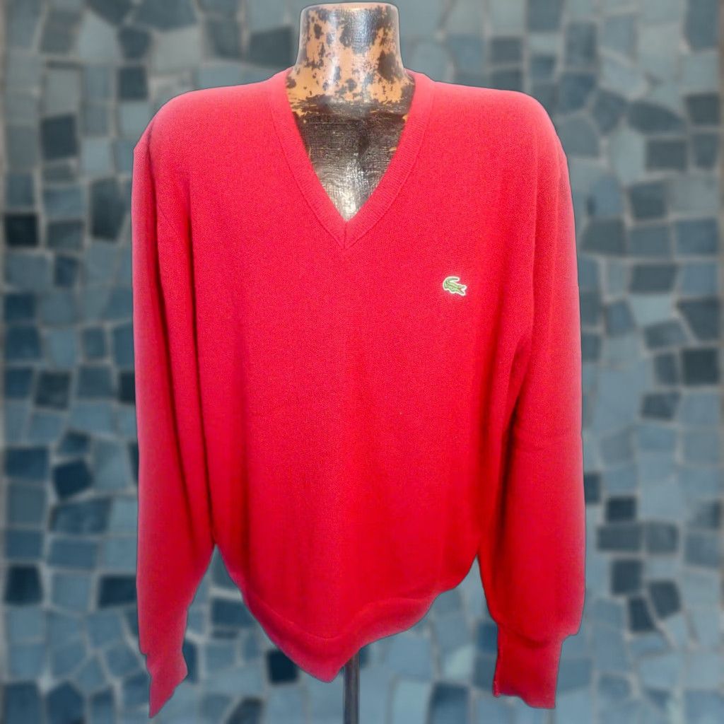 Izod VINTAGE Izod Lacoste Sweater Shirt Mens XL Burgundy V-Neck Pullover 50s 60s 70s Made in USA Mens XL Burgundy Size US XL / EU 56 / 4 - 1 Thumbnail