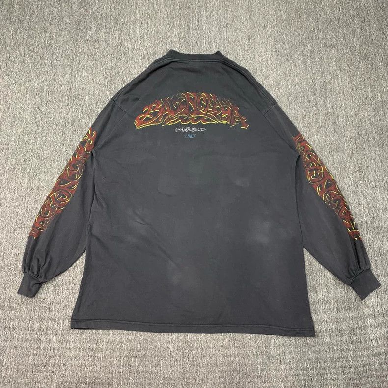 Balenciaga Balenciaga Washed Black Flame Disaster Long Sleeve Sweatsh Size US M / EU 48-50 / 2 - 2 Thumbnail