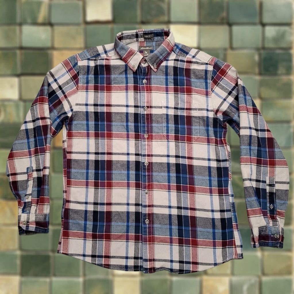 Eddie Bauer Eddie Bauer Shirt Mens M Blue Plaid 100% Cotton Flannel Outdoor Cabin Woods Shirt Size US M / EU 48-50 / 2 - 1 Thumbnail