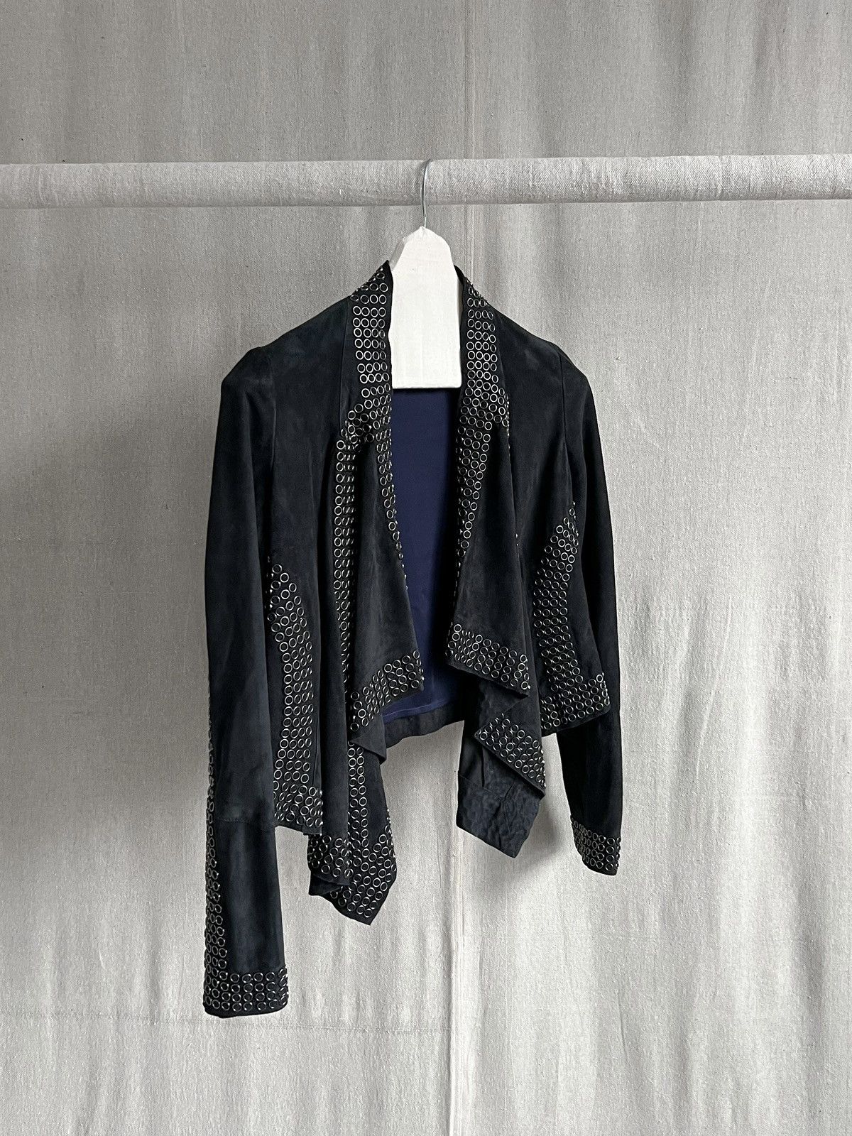 Roberto Cavalli AWO9 Runway Draped Suede Studded Leather Jacket Size M / US 6-8 / IT 42-44 - 7 Thumbnail