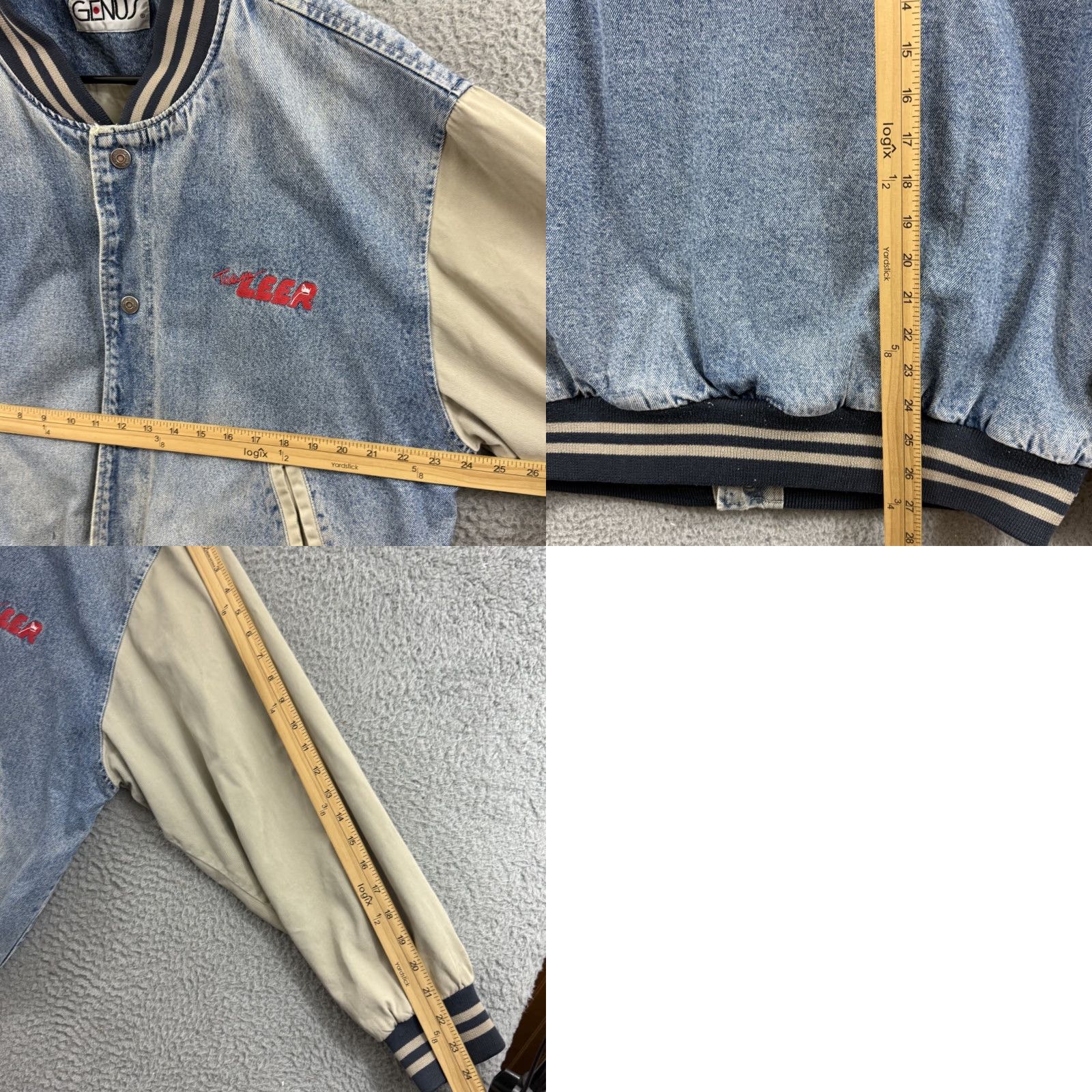 Denime VINTAGE Genus Jacket Mens Large Blue Denim Bomber 90s Snap Outdoor Size US L / EU 52-54 / 3 - 8 Thumbnail