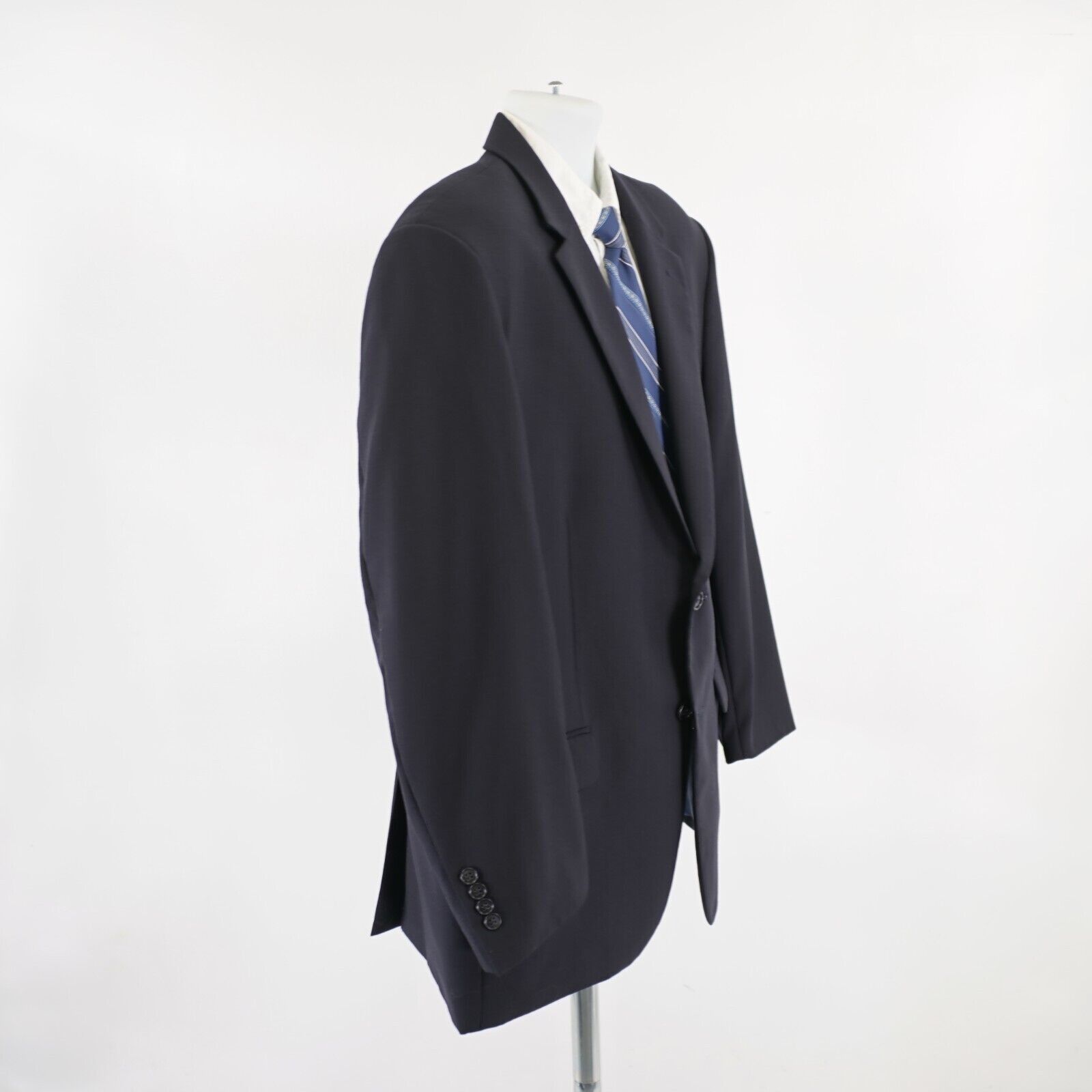 Pronto Uomo Pronto Uomo Blue Wool Basketweave 2 Button Suit Jacket 46R O Size 46R - 7 Thumbnail