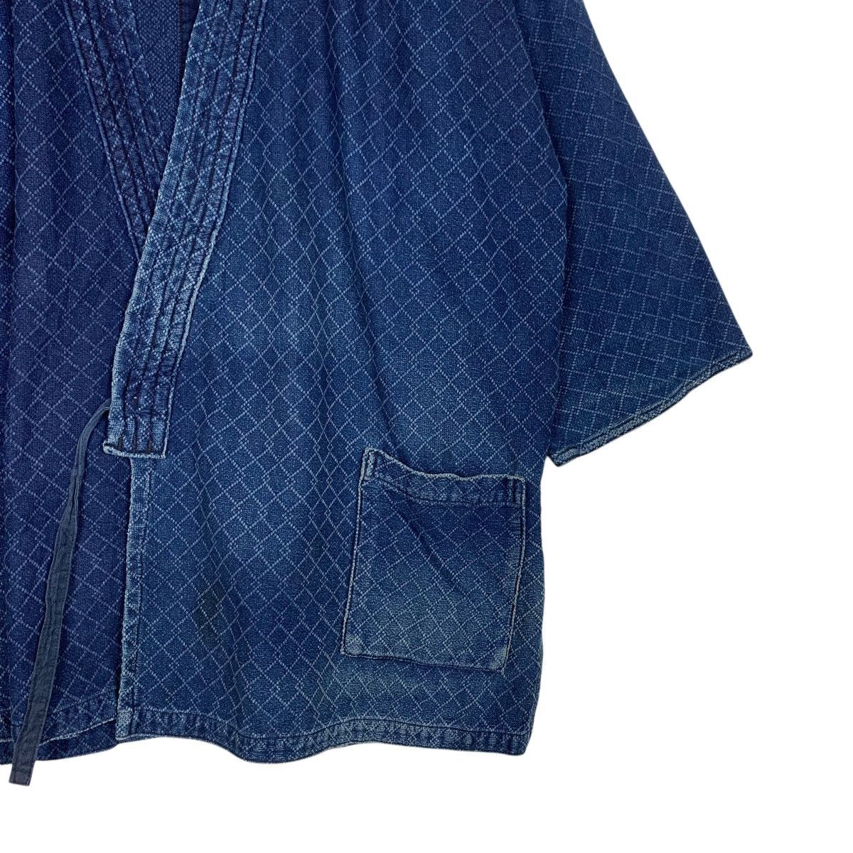 Vintage 90's Blue Indigo Sashiko Thick Weave Kimono #2742-C123 Size US L / EU 52-54 / 3 - 6 Thumbnail