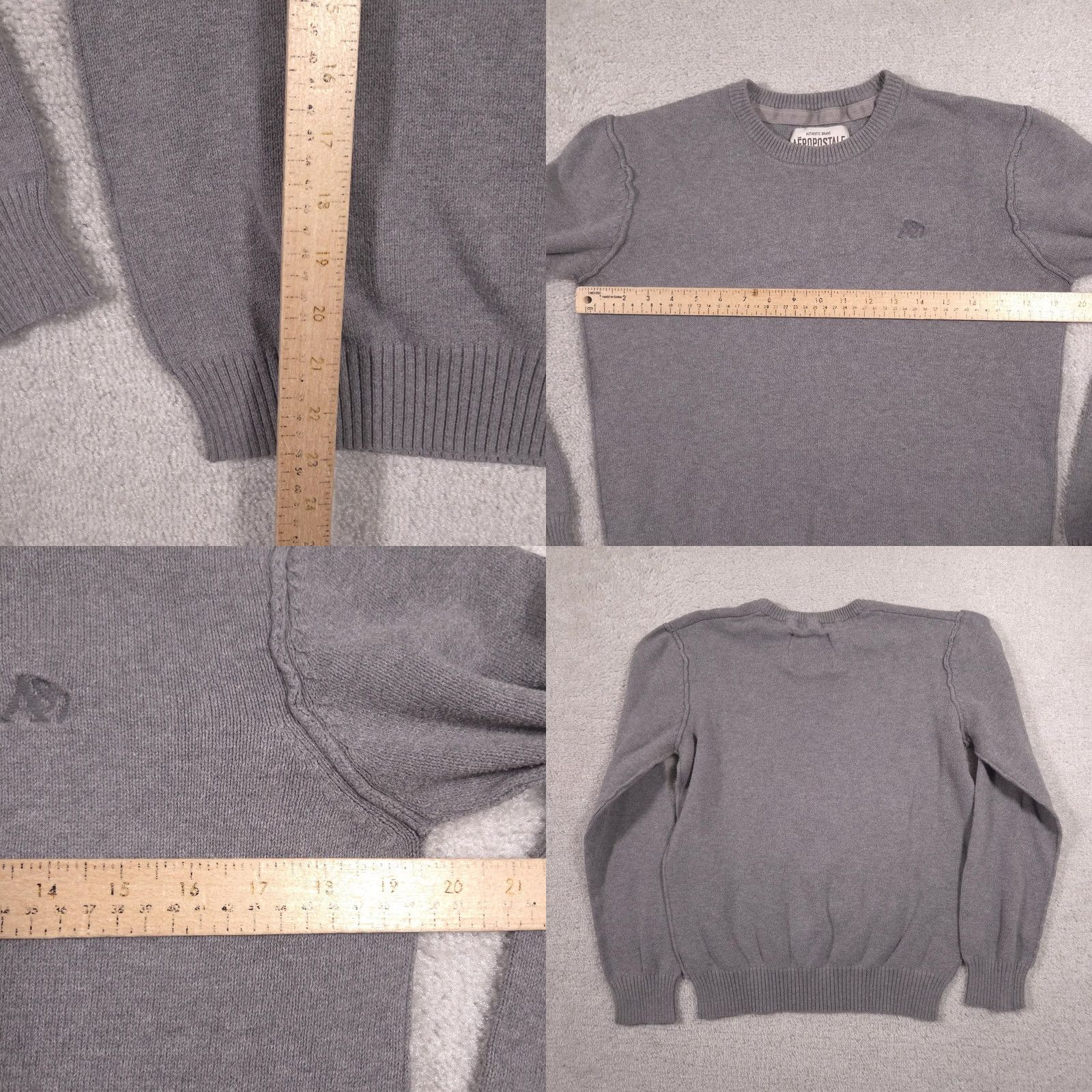 Aeropostale Aeropostale Sweater Womens Medium Gray Cotton Crewneck Pullover Long Sleeve Logo Size M / US 6-8 / IT 42-44 - 8 Thumbnail