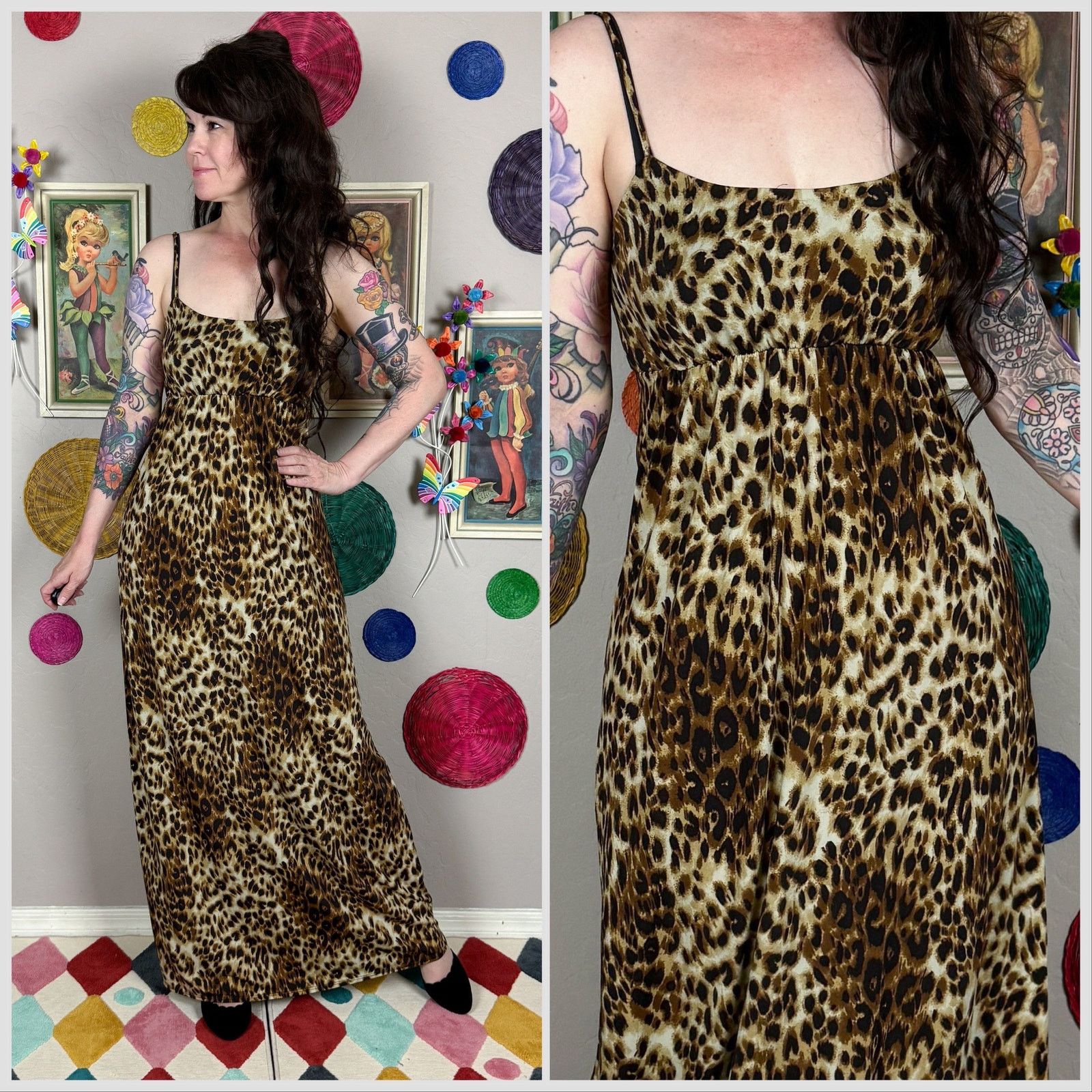 Vintage Vintage 1990s Leopard Print Sleeveless Slipdress Size S / US 4 / IT 40 - 1 Thumbnail