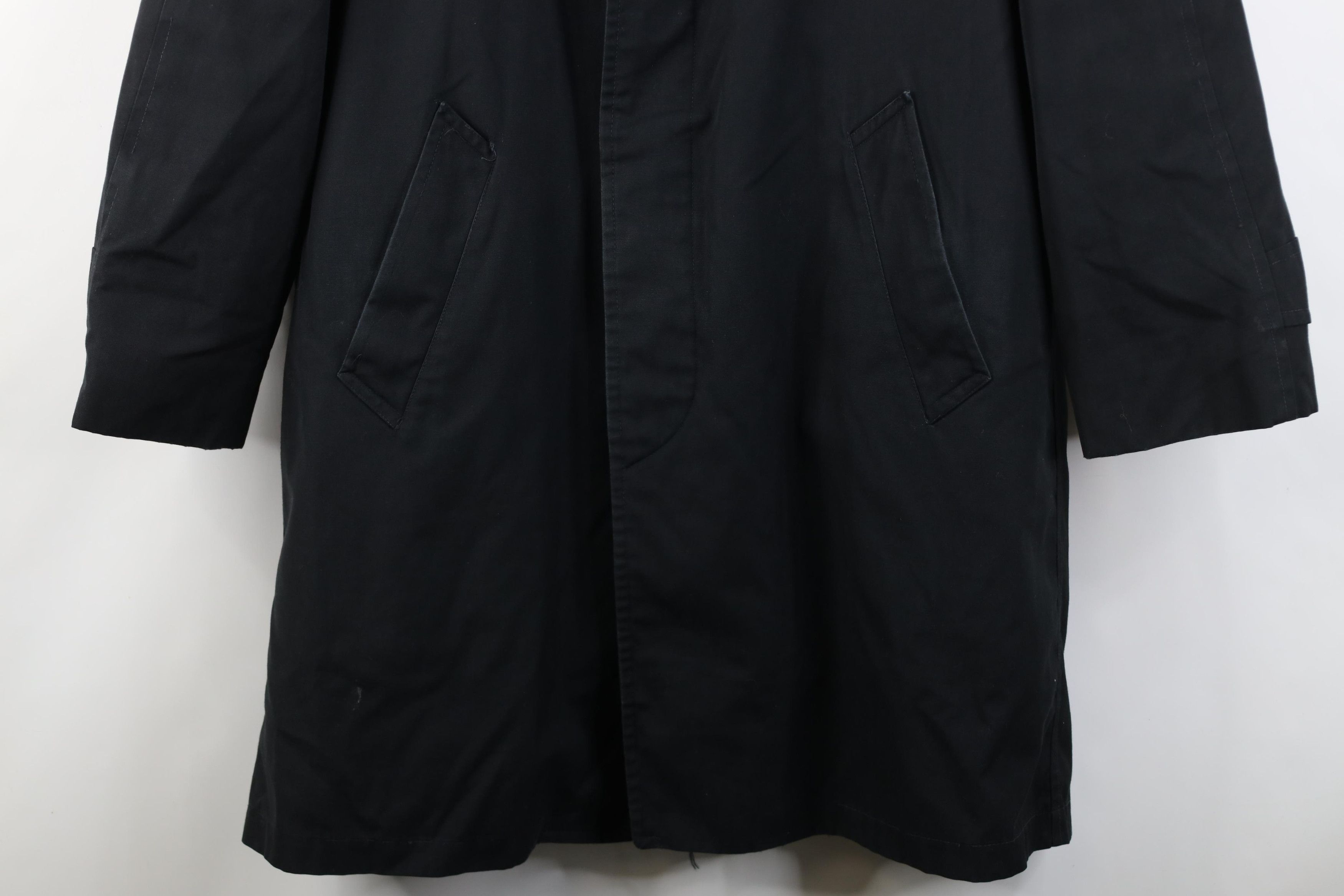 Vintage Vintage 50s 60s Lined Trench Coat Rain Jacket Black USA Size US L / EU 52-54 / 3 - 3 Thumbnail